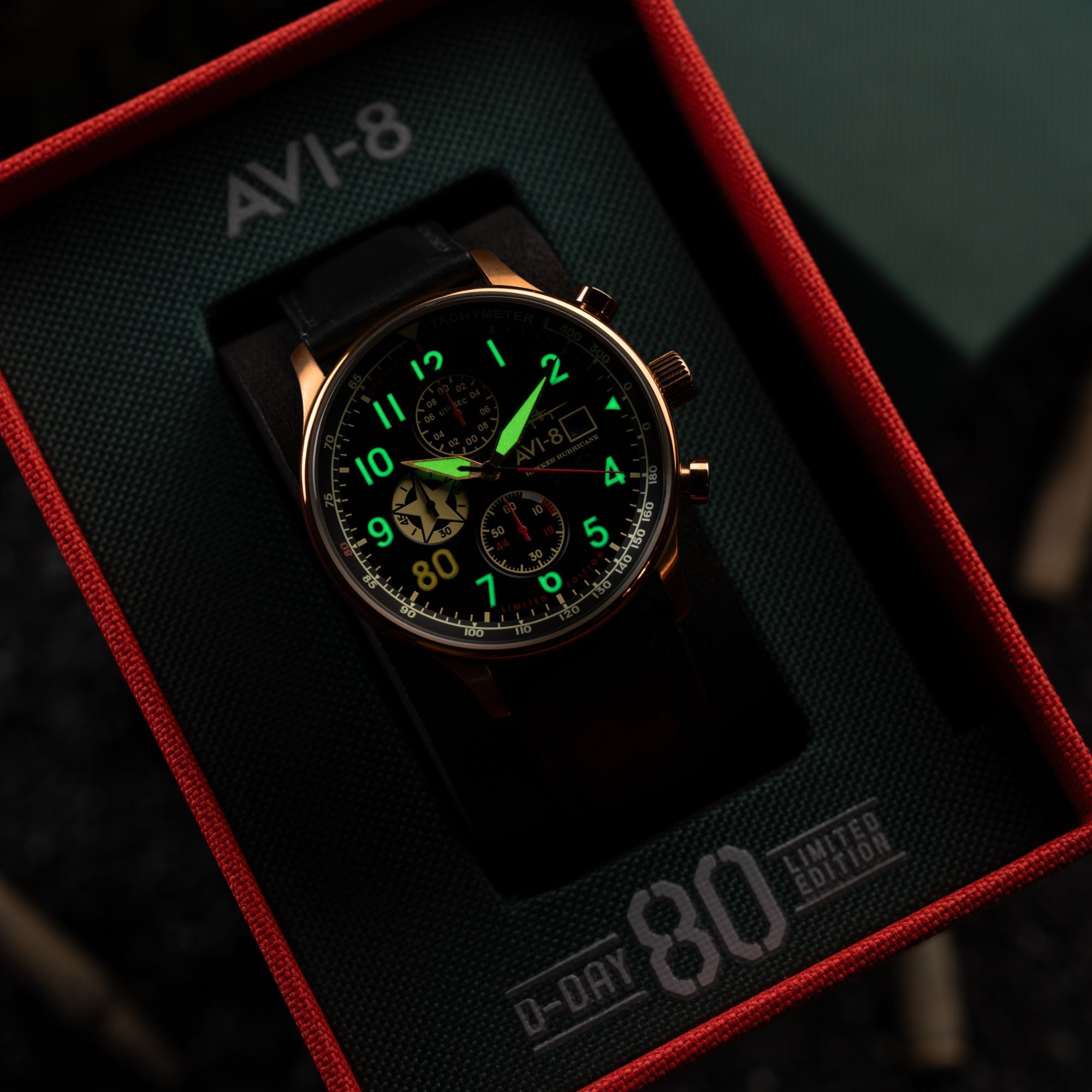 AVI-8 AVI-8 Hawker Hurricane Classic Chronograph - D-Day 80 Limited Edition Gold Men's Watch AV-4011-1D