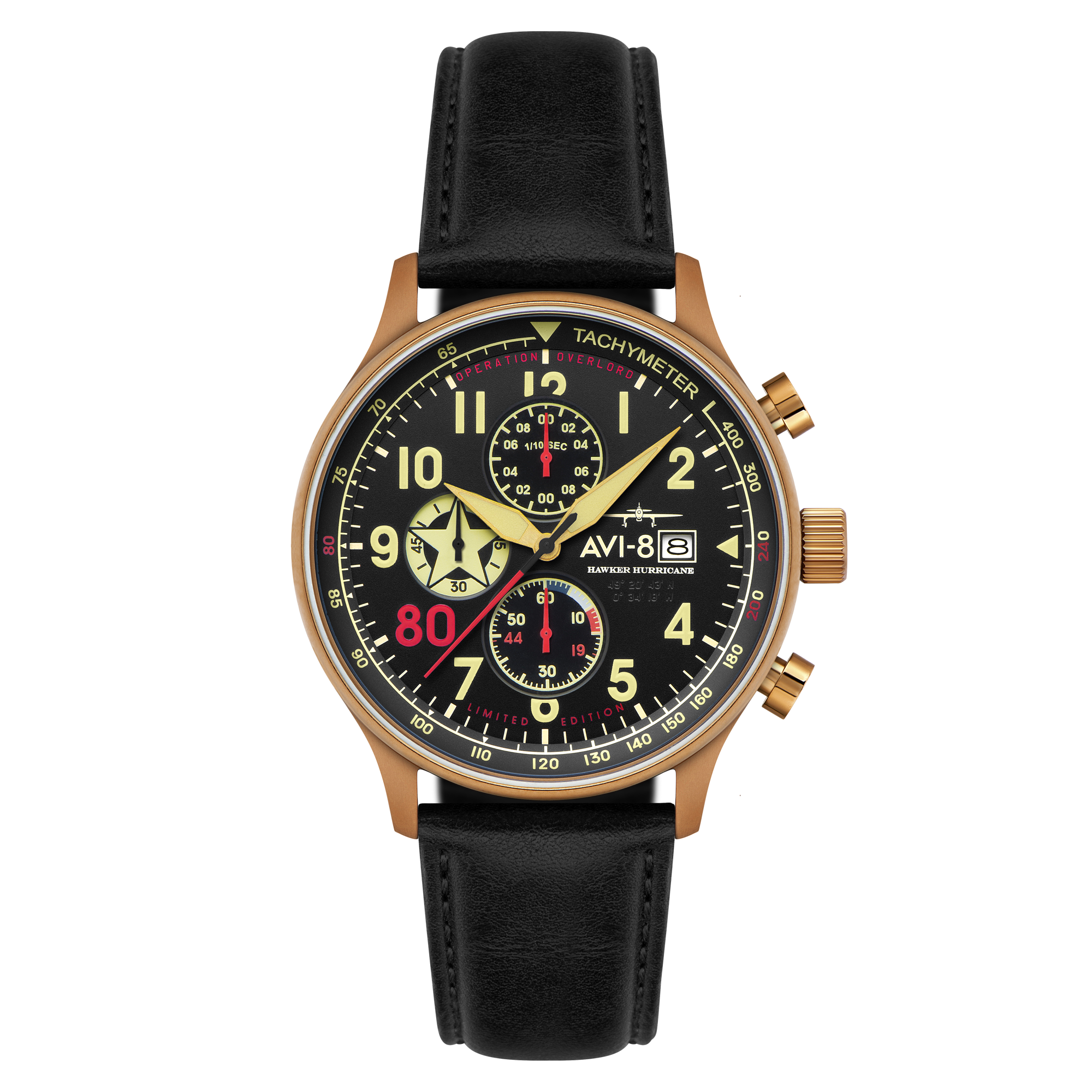 AVI-8 AVI-8 Hawker Hurricane Classic Chronograph - D-Day 80 Limited Edition Gold Men's Watch AV-4011-1D