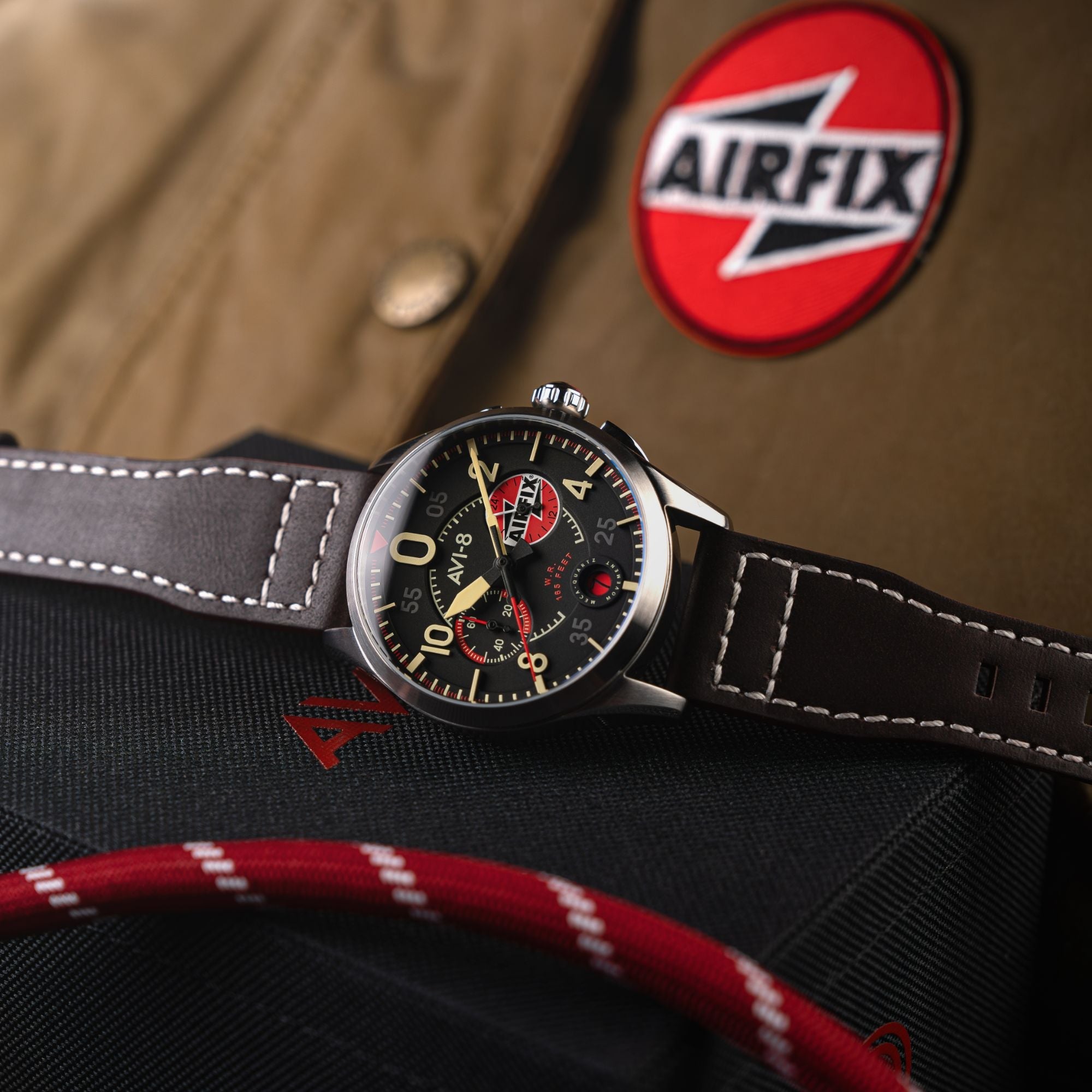 AVI-8 AVI-8 Spitfire Lock Chronograph - Airfix Edition Raven Black Men's Watch AV-4089-09