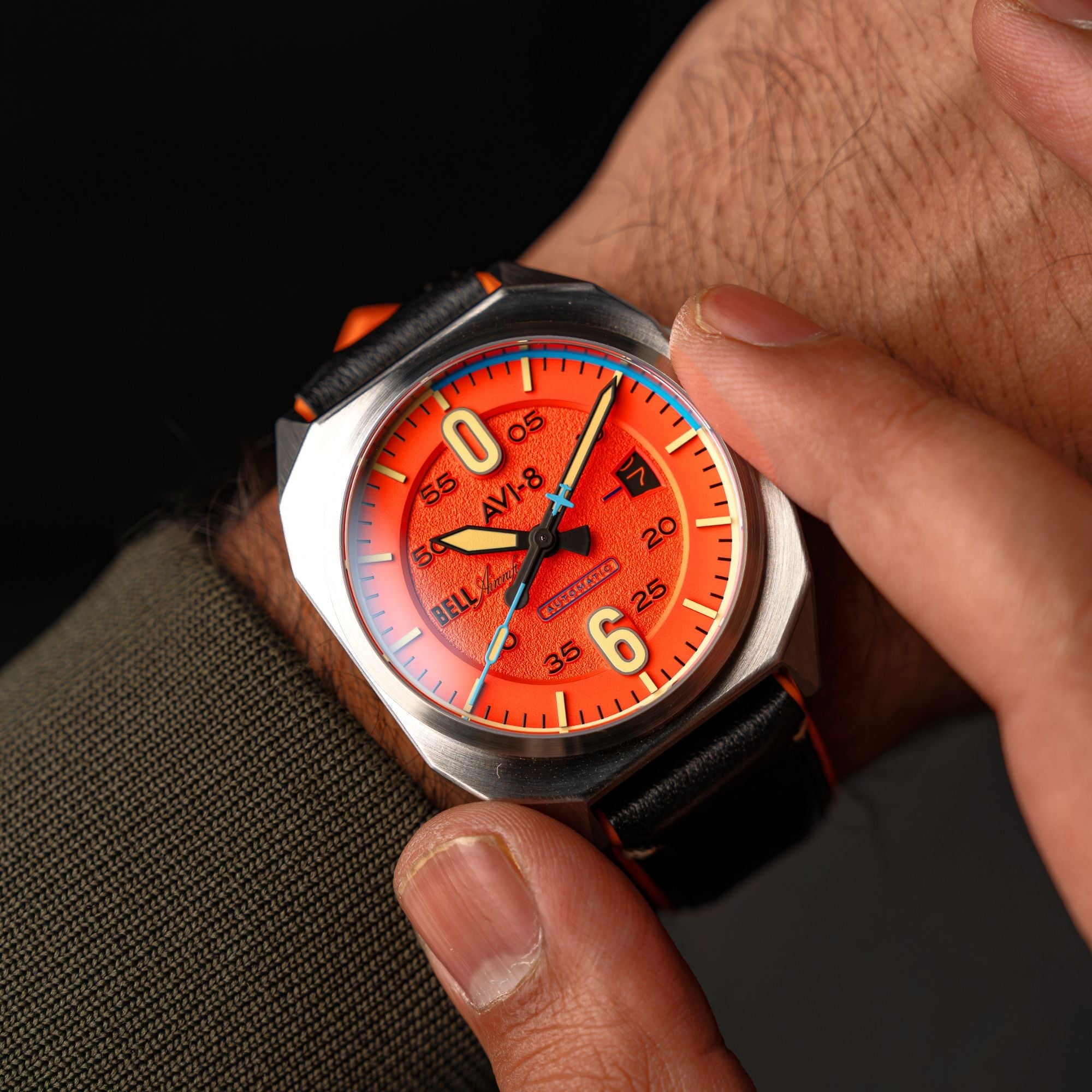 AVI-8 AVI-8 Bell X1 Machbuster Automatic Retro Orange Men's Watch AV-4115-02