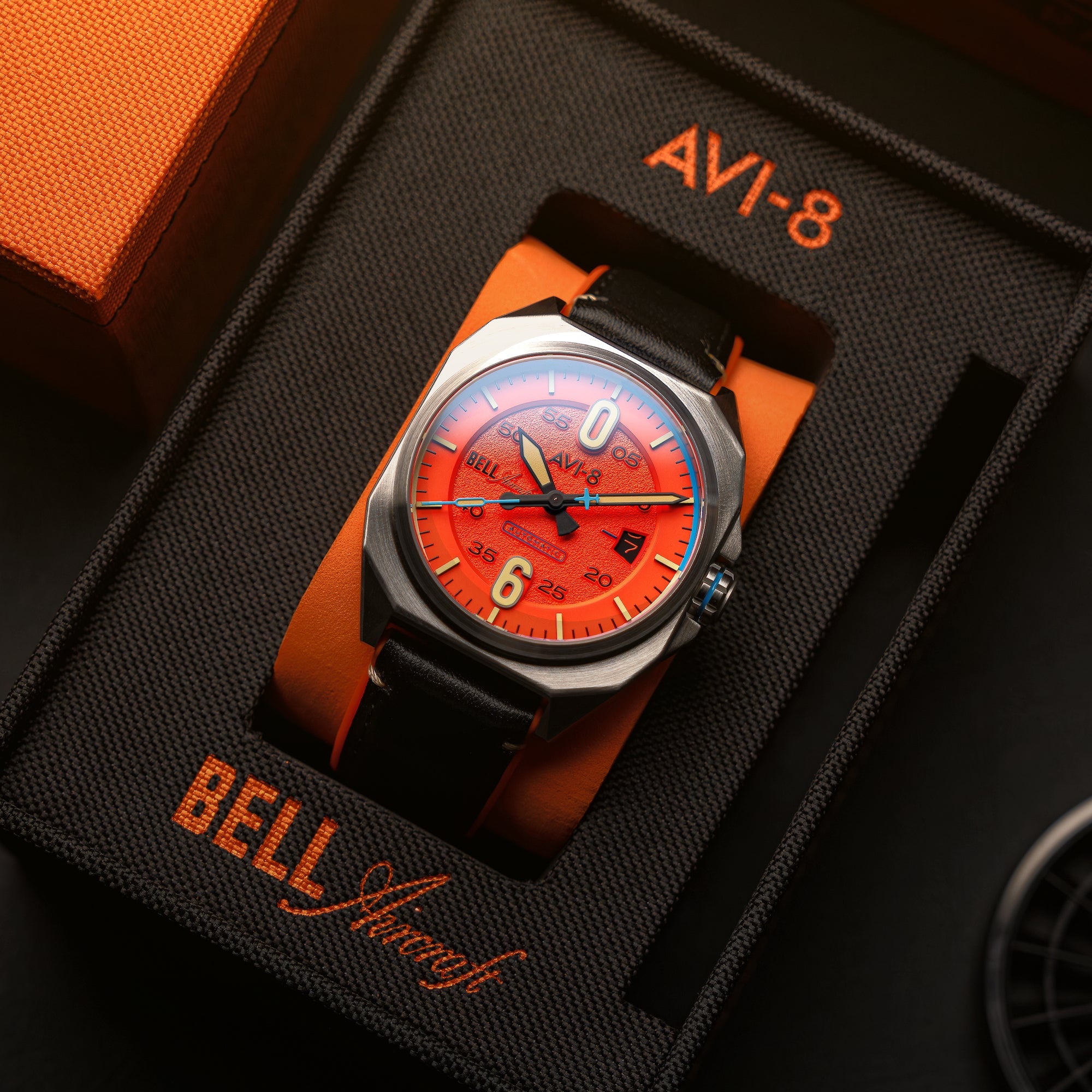 AVI-8 AVI-8 Bell X1 Machbuster Automatic Retro Orange Men's Watch AV-4115-02