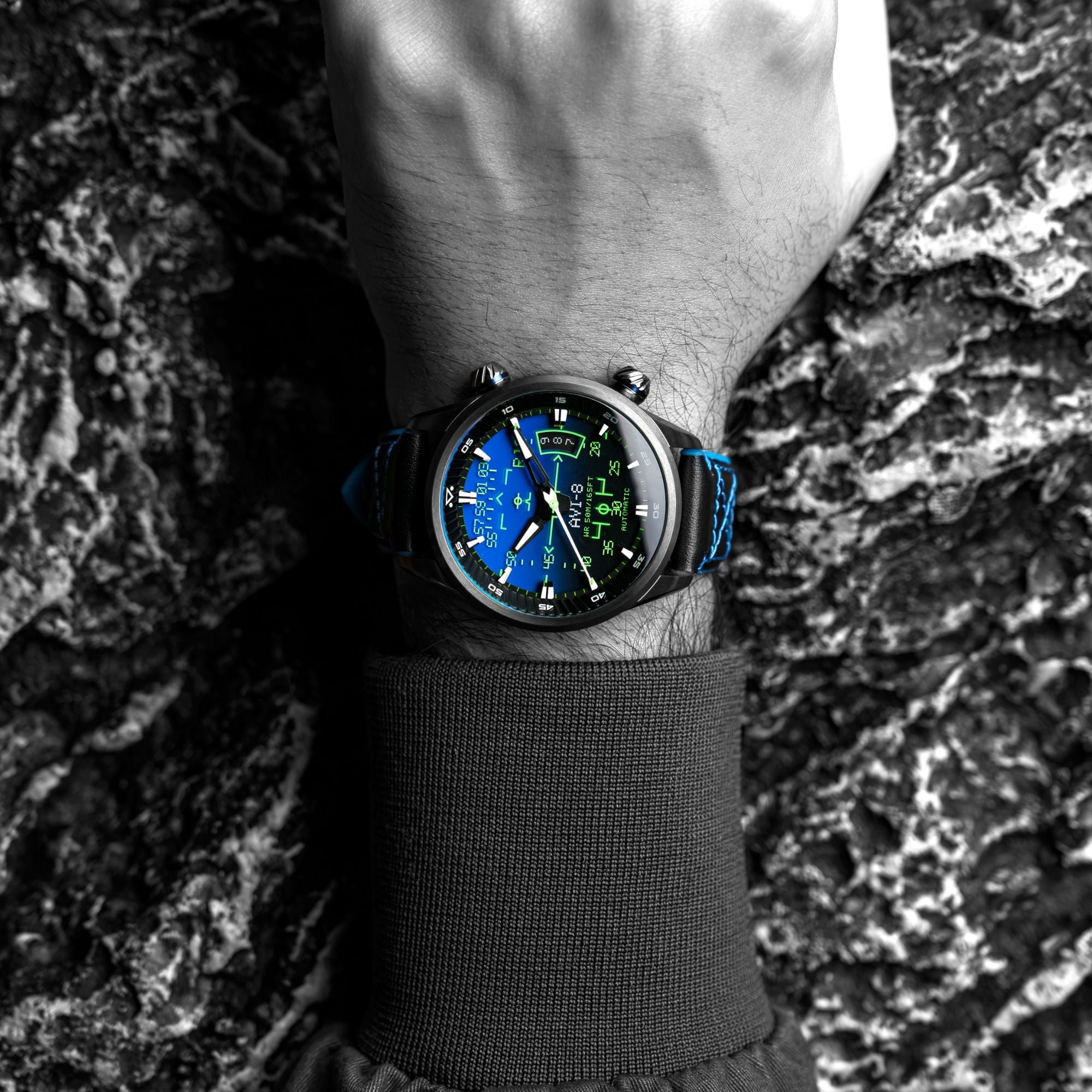 AVI-8 AVI-8 Hawker Harrier Hud Automatic Gradient Blue Men's Watch AV-4117-01