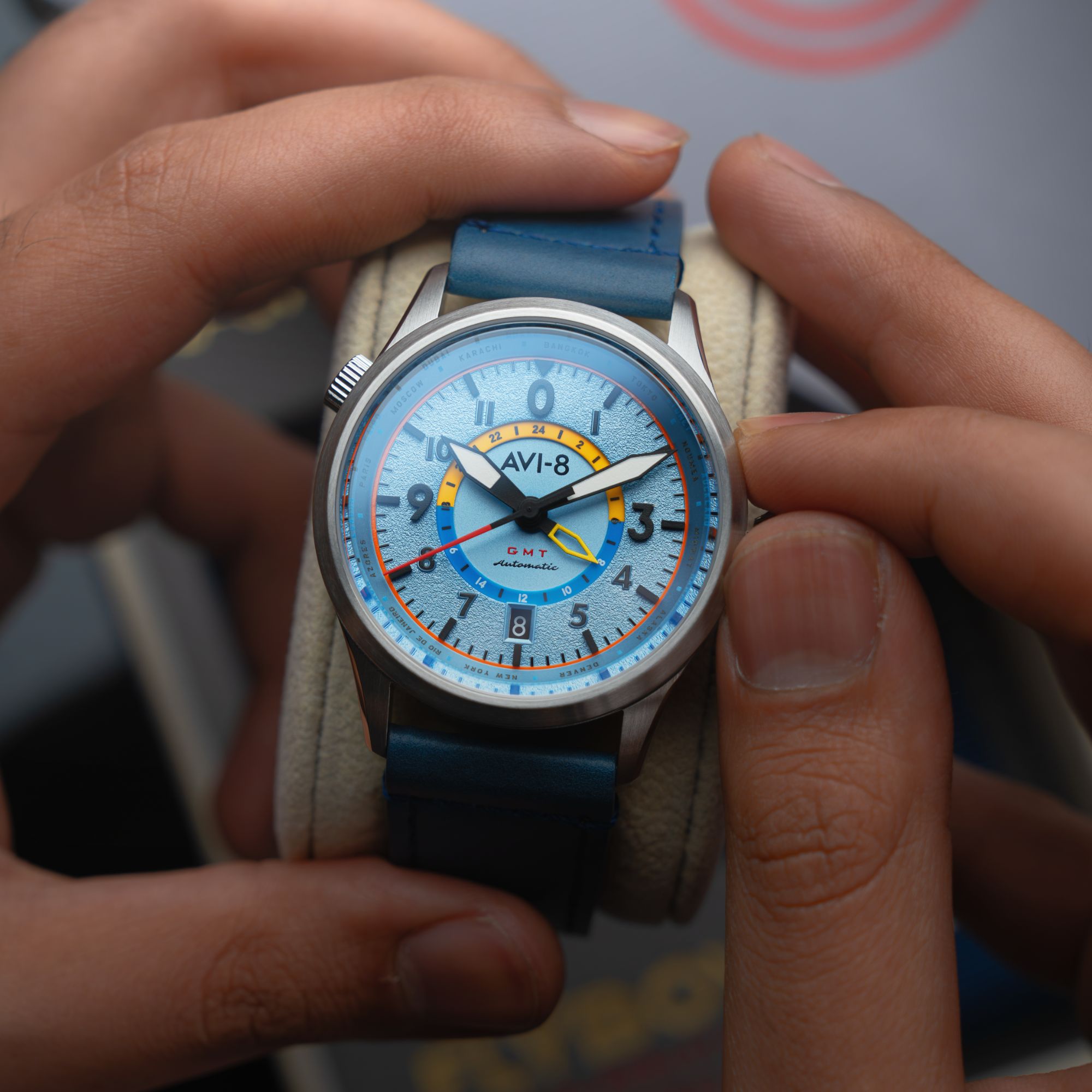 AVI-8 AVI-8 Flyboy Power Blue Wingman Worldtimer GMT Automatic AV-4120-03