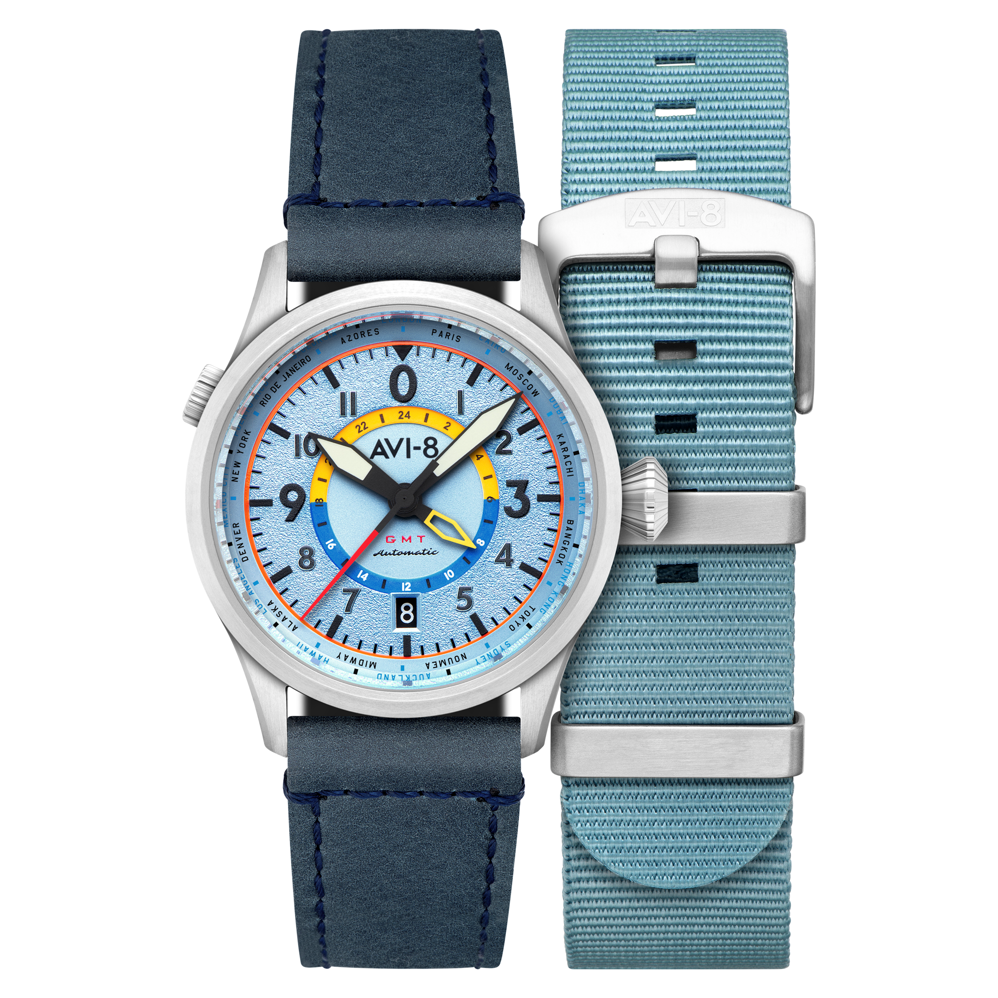 AVI-8 AVI-8 Flyboy Power Blue Wingman Worldtimer GMT Automatic AV-4120-03