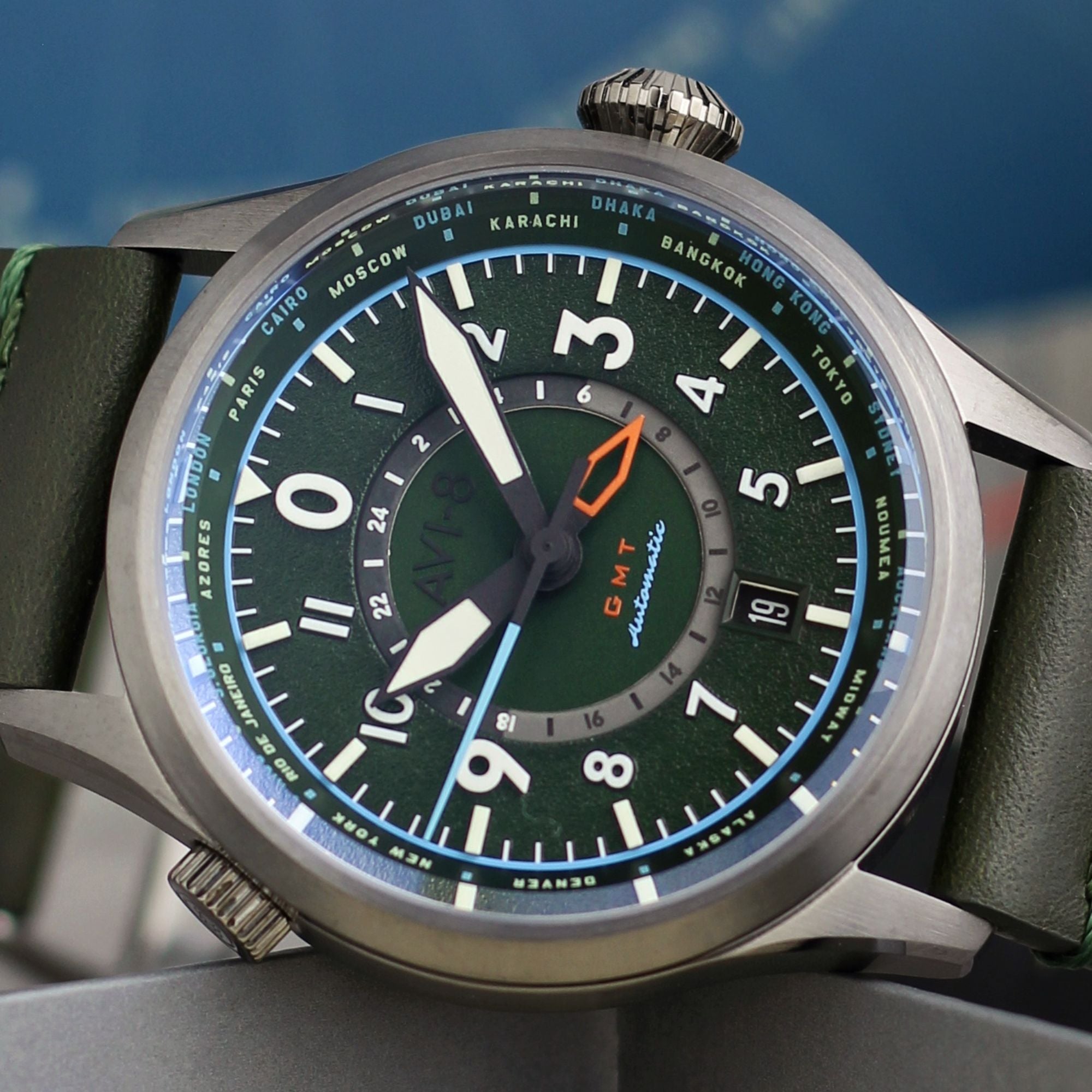 AVI-8 AVI-8 Flyboy Jungle Green Wingman Worldtimer GMT Automatic AV-4120-05