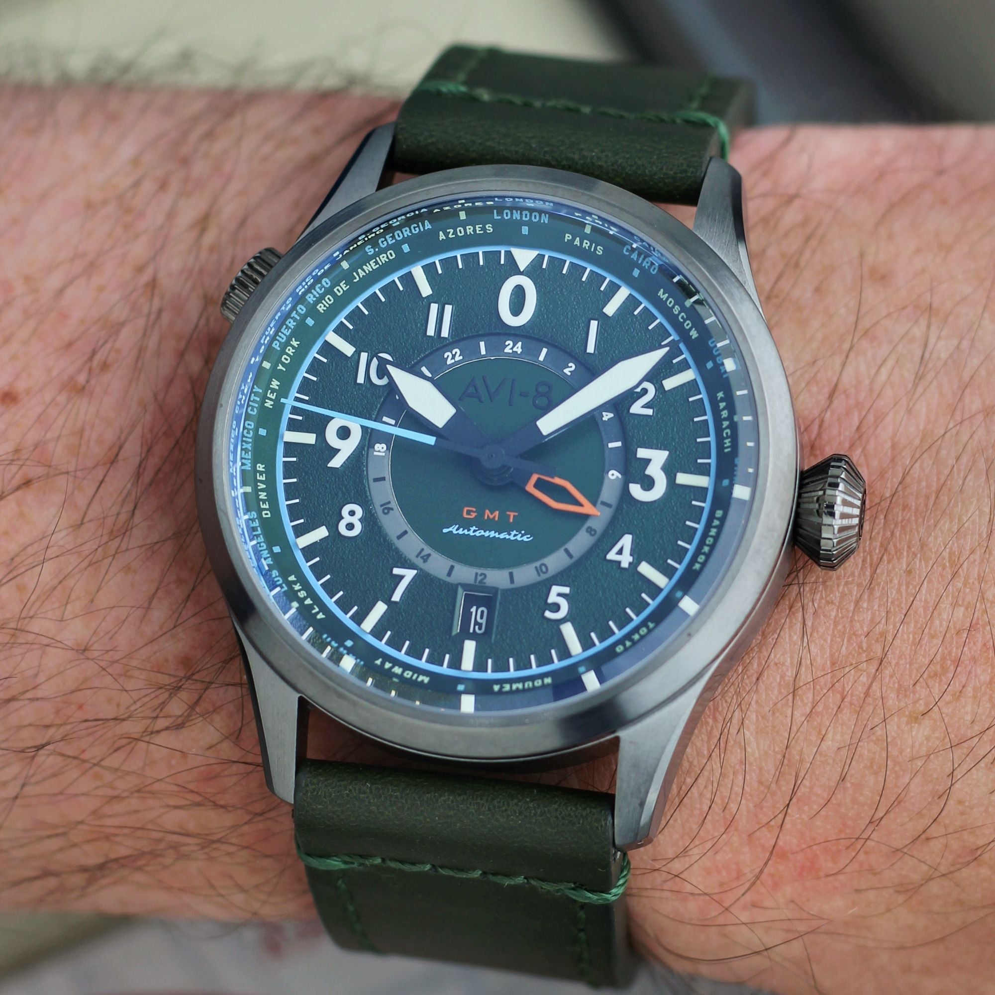 AVI-8 AVI-8 Flyboy Jungle Green Wingman Worldtimer GMT Automatic AV-4120-05