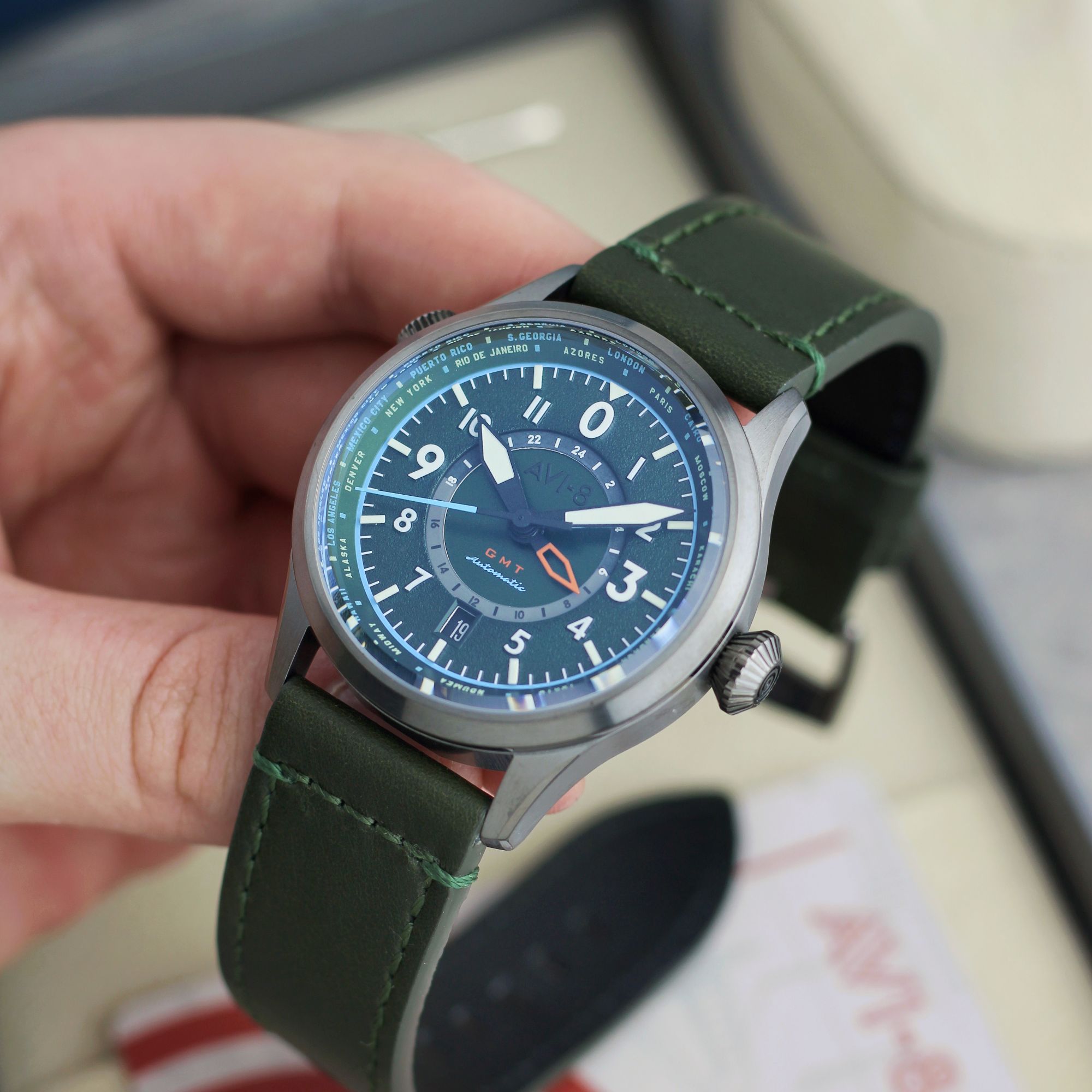 AVI-8 AVI-8 Flyboy Jungle Green Wingman Worldtimer GMT Automatic AV-4120-05