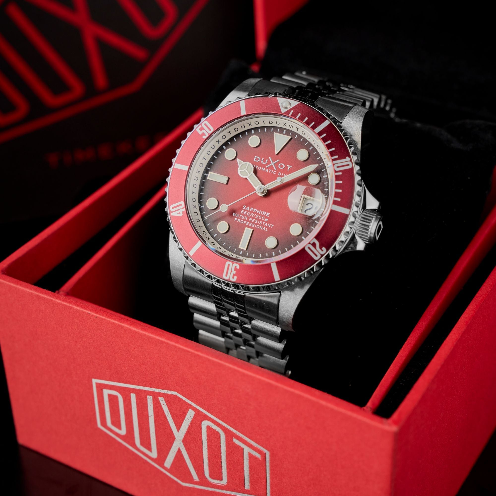 DUXOT Duxot Atlantica Diver Automatic Merlot Red Men's Watch DX-2057-EE