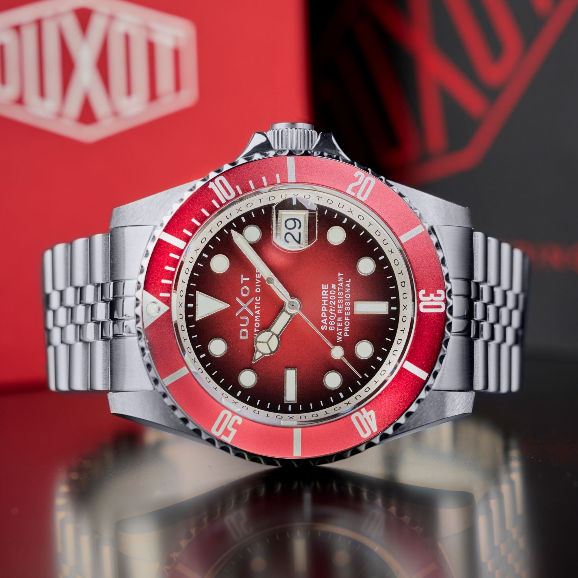 DUXOT Duxot Atlantica Diver Automatic Merlot Red Men's Watch DX-2057-EE