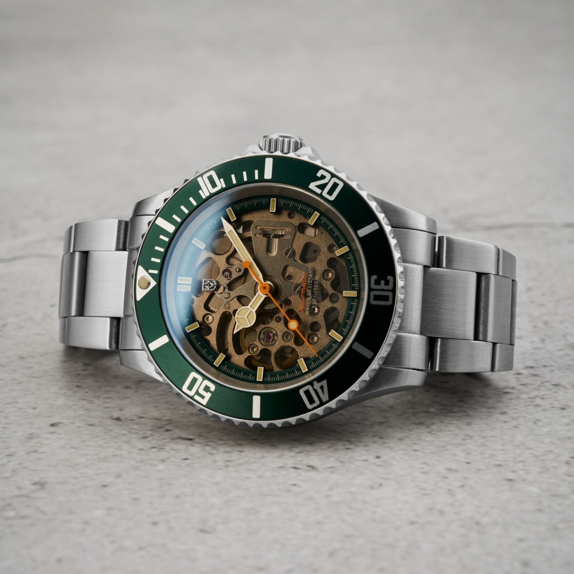 Duxot Atlantica Skeleton Diver Automatic Poker Green Watch  DX-2067-33