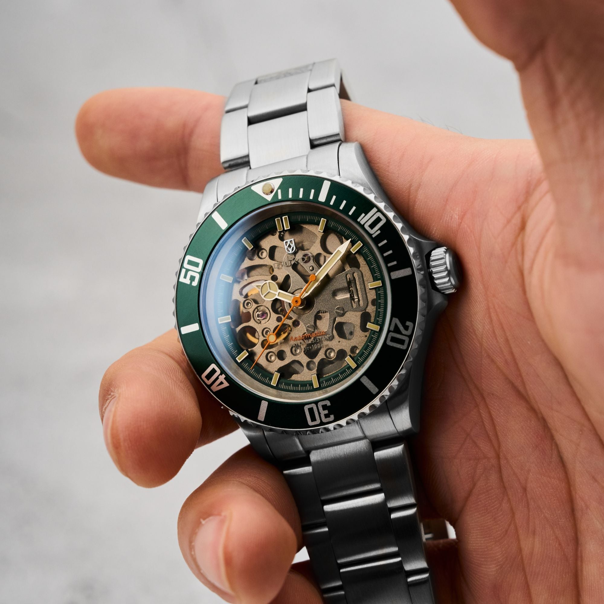 DUXOT Duxot Atlantica Skeleton Diver Automatic Poker Green Watch  DX-2067-33