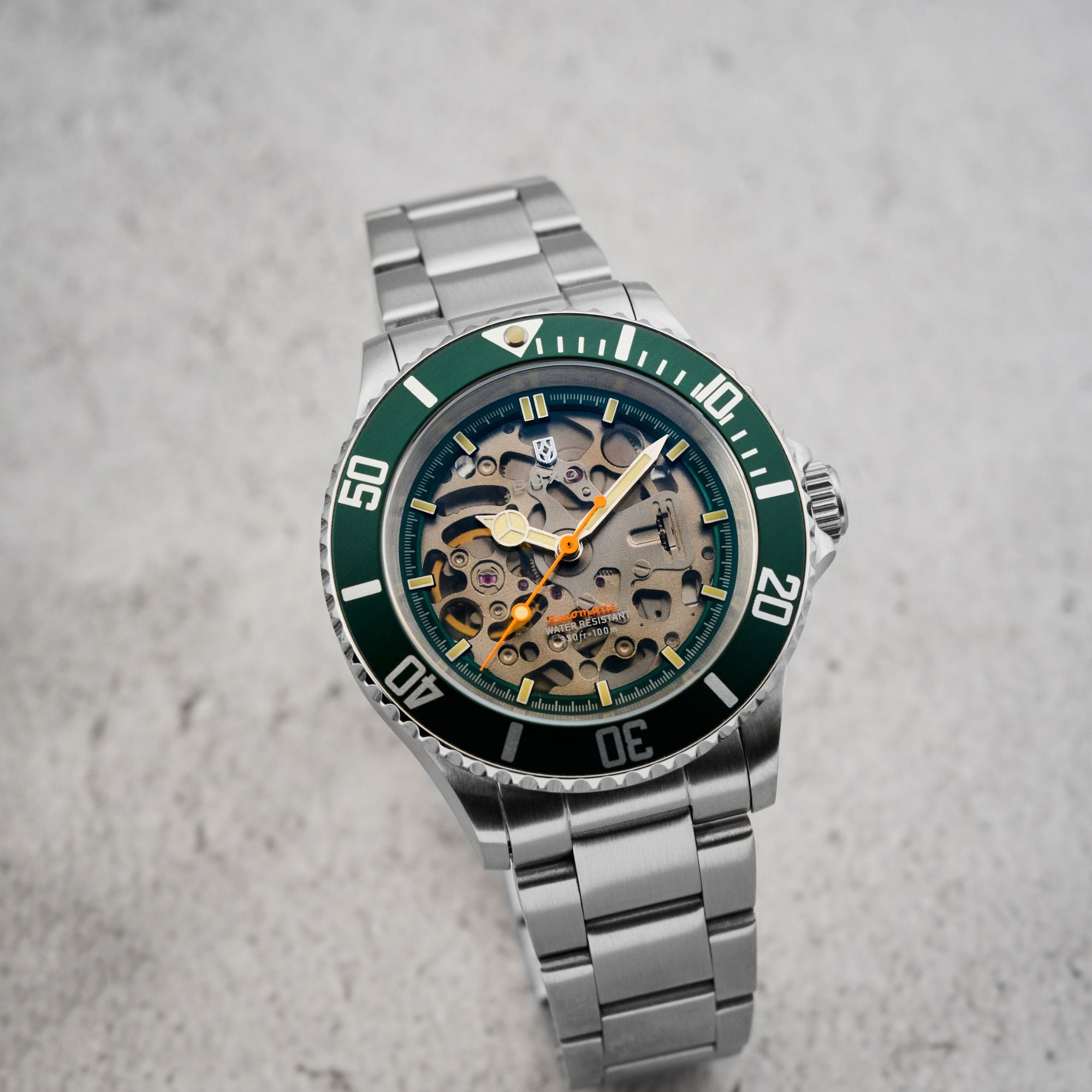 Duxot Atlantica Skeleton Diver Automatic Poker Green Watch  DX-2067-33