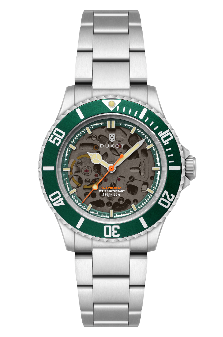 Duxot Atlantica Skeleton Diver Automatic Poker Green Watch  DX-2067-33