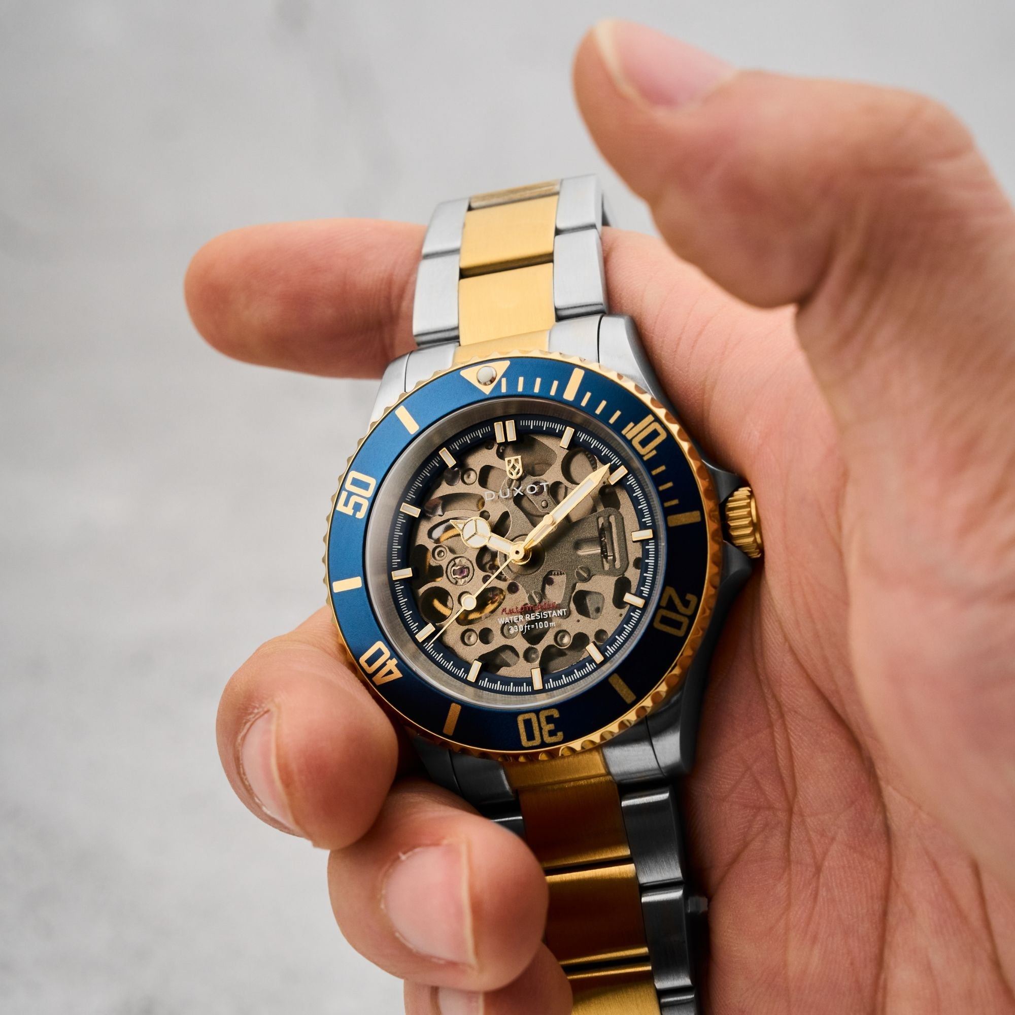 Duxot Atlantica Skeleton Diver Automatic Marine Gold Watch  DX-2067-55