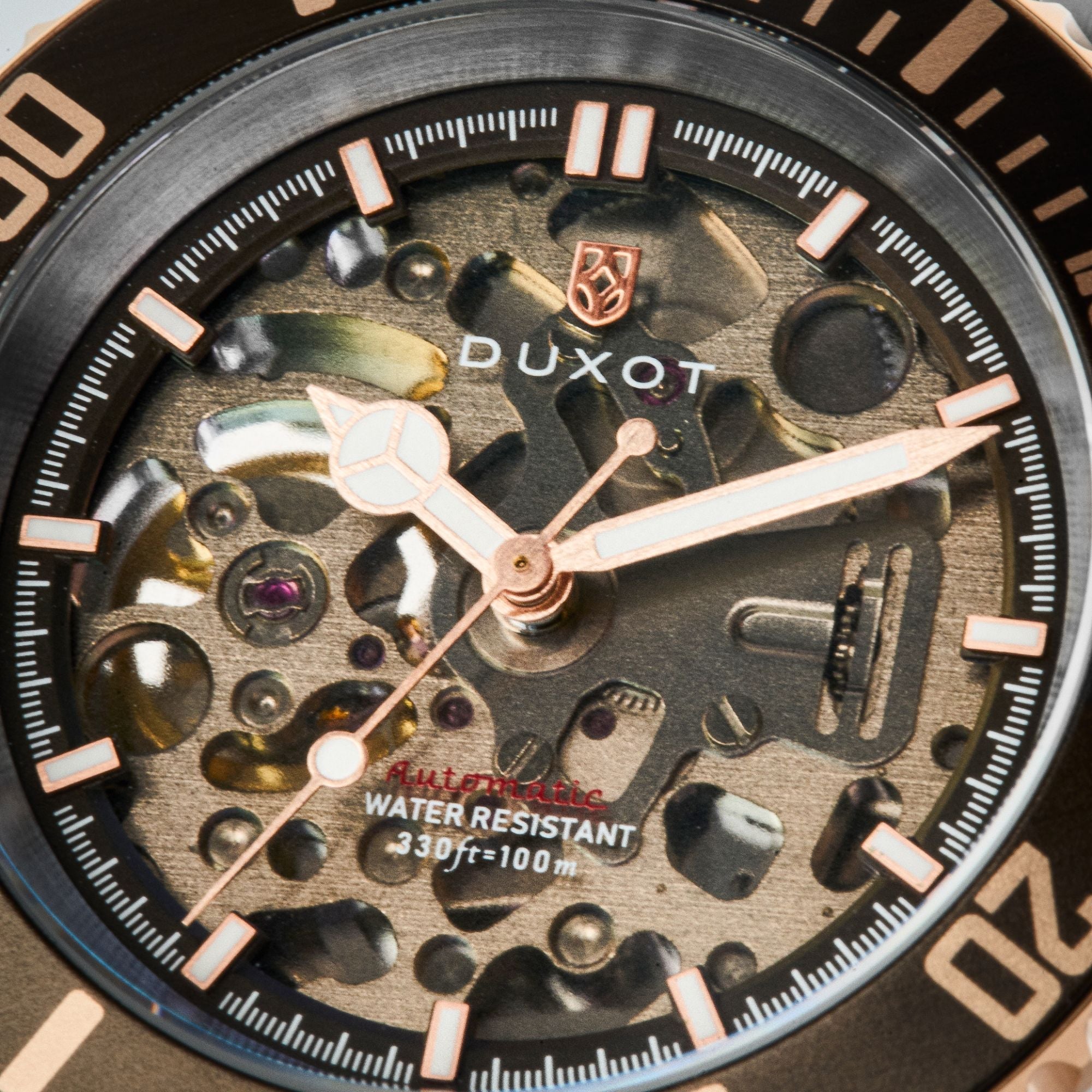 Duxot Atlantica Skeleton Diver Automatic Brown Stone Watch  DX-2067-66