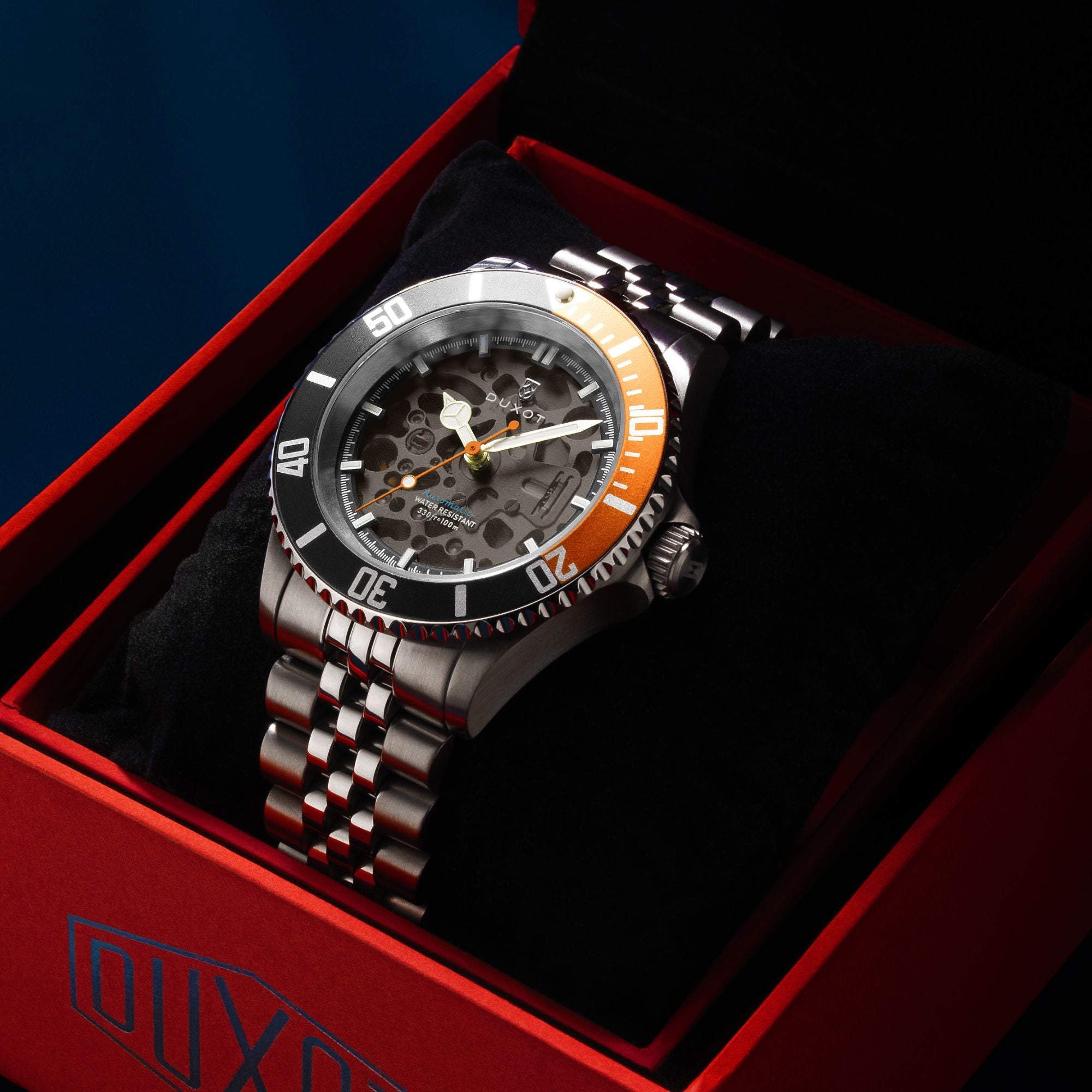 DUXOT Duxot Atlantica Skeleton Diver Automatic Orange Black Men's Watch DX-2067-BB