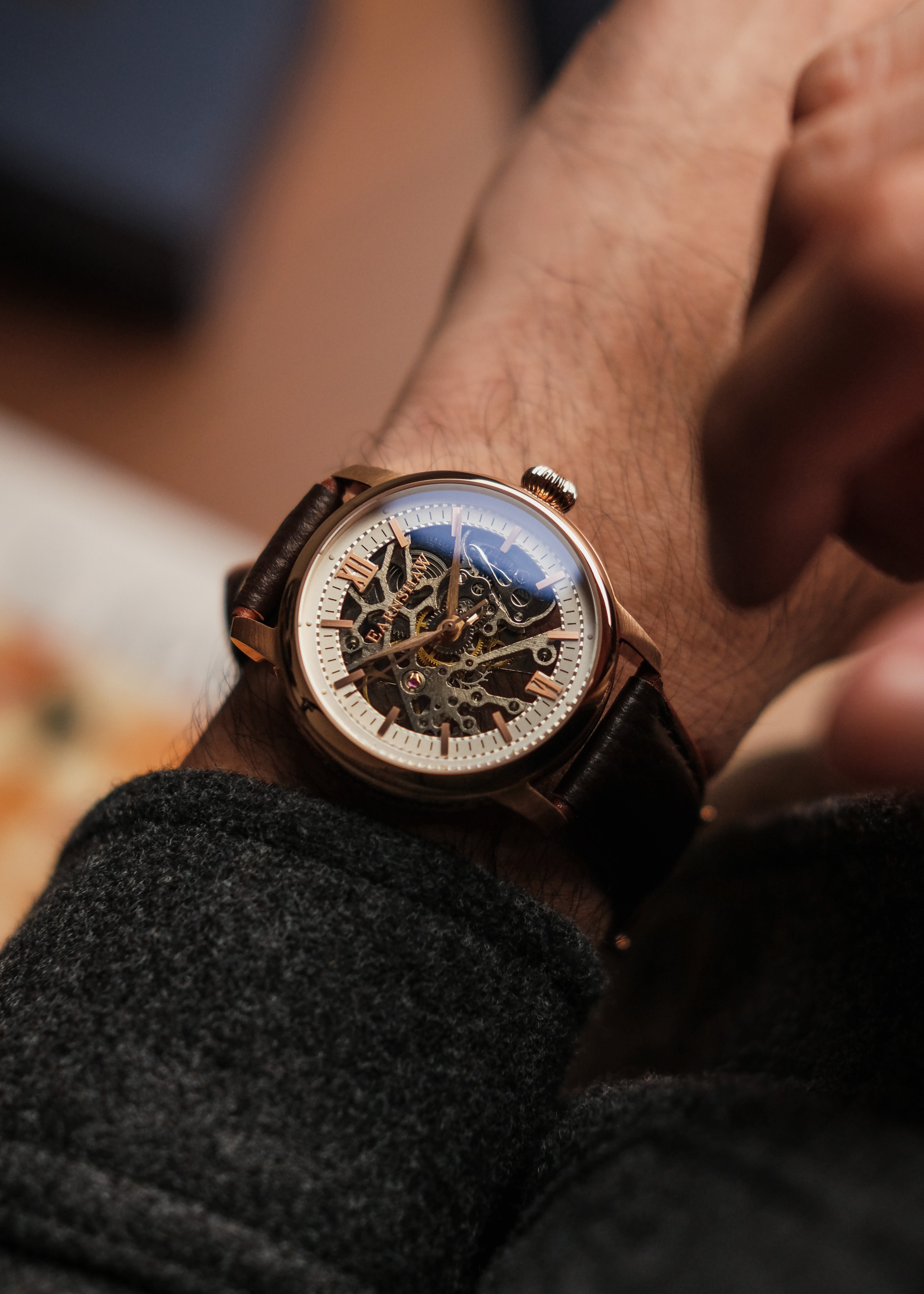 Rose gold outlet skeleton watch