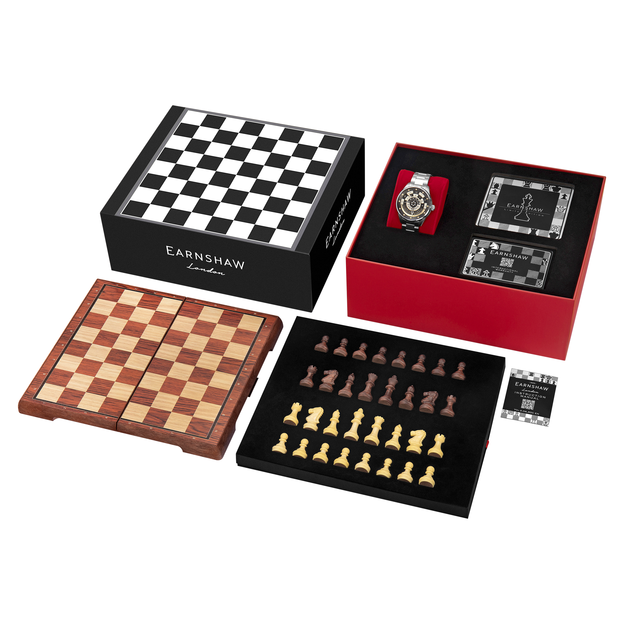 THOMAS EARNSHAW Thomas Earnshaw Staunton Chess Set Knight Black Men's Watch ES-8282-11