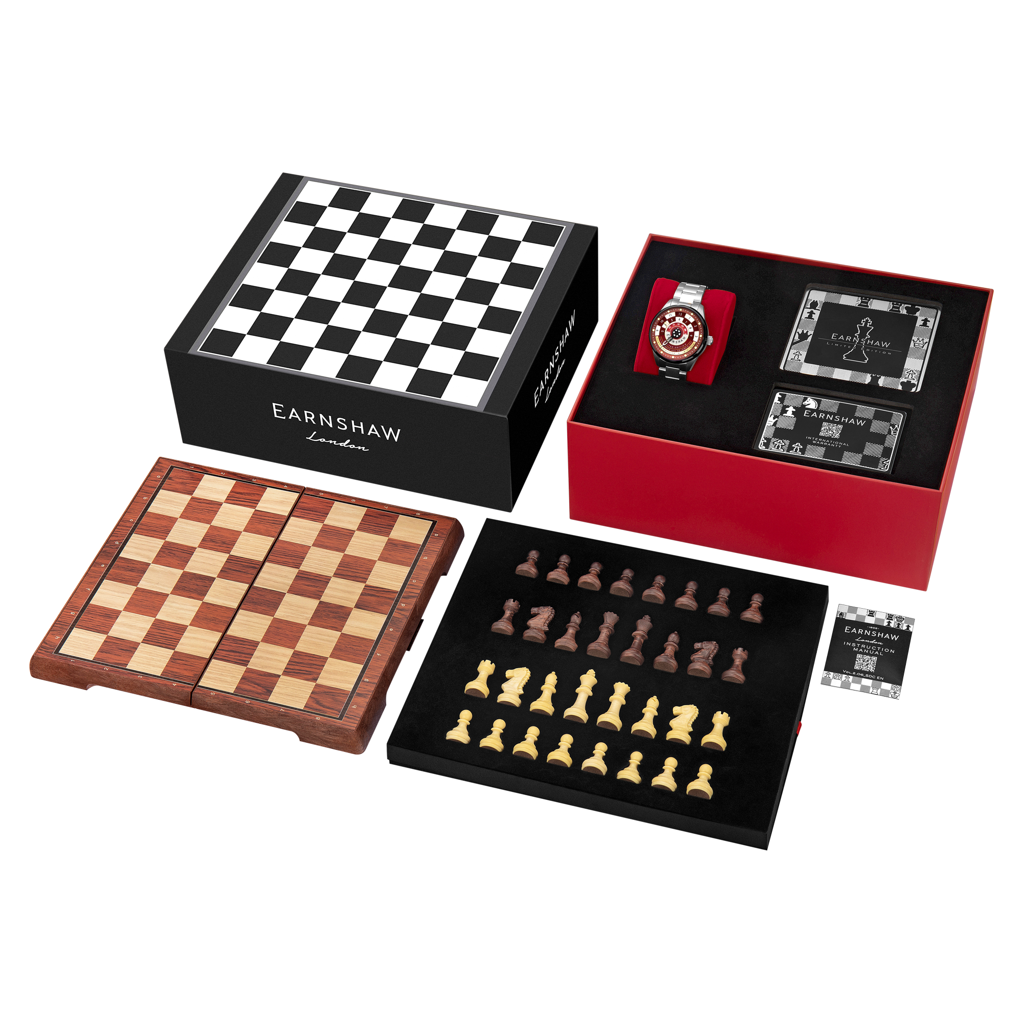 THOMAS EARNSHAW Thomas Earnshaw Staunton Chess Set Bishop Red Men's Watch ES-8282-44