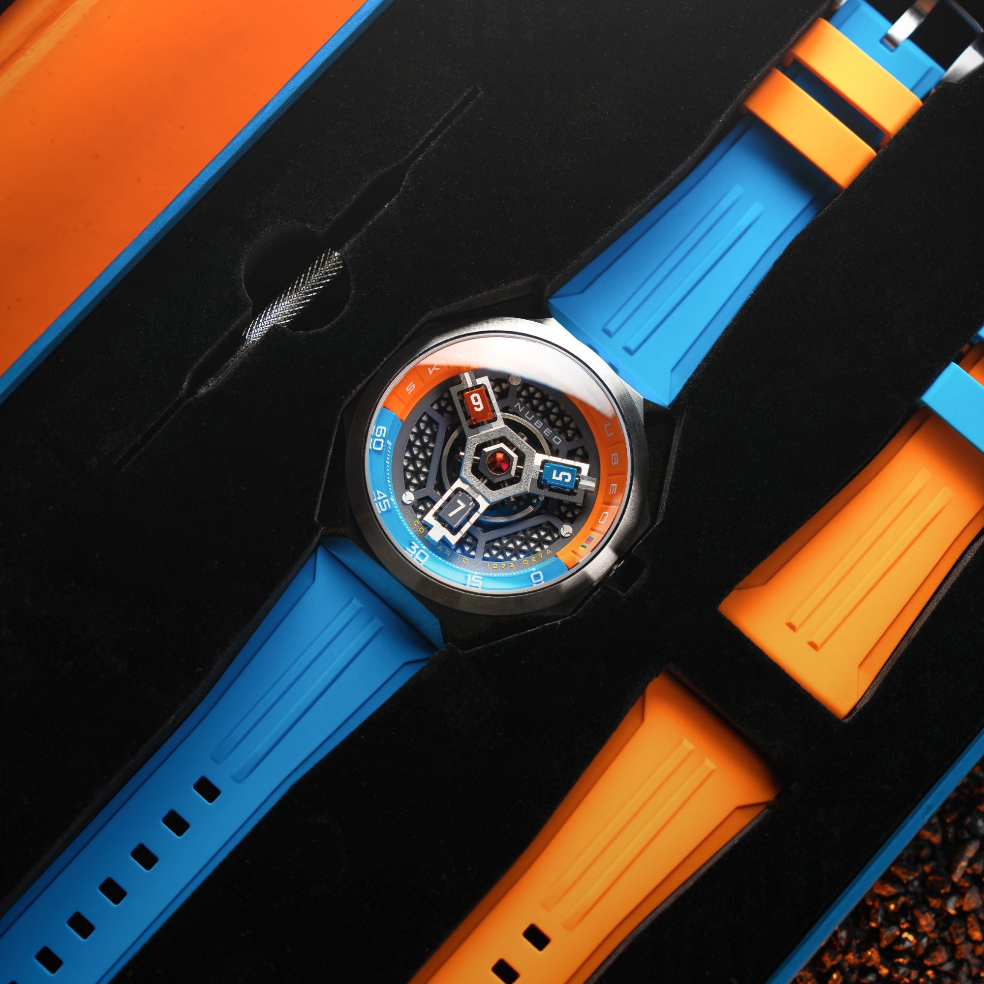 NUBEO Nubeo Skylab Automatic Limited Edition Orange Blue Men's Watch NB-6083-0D