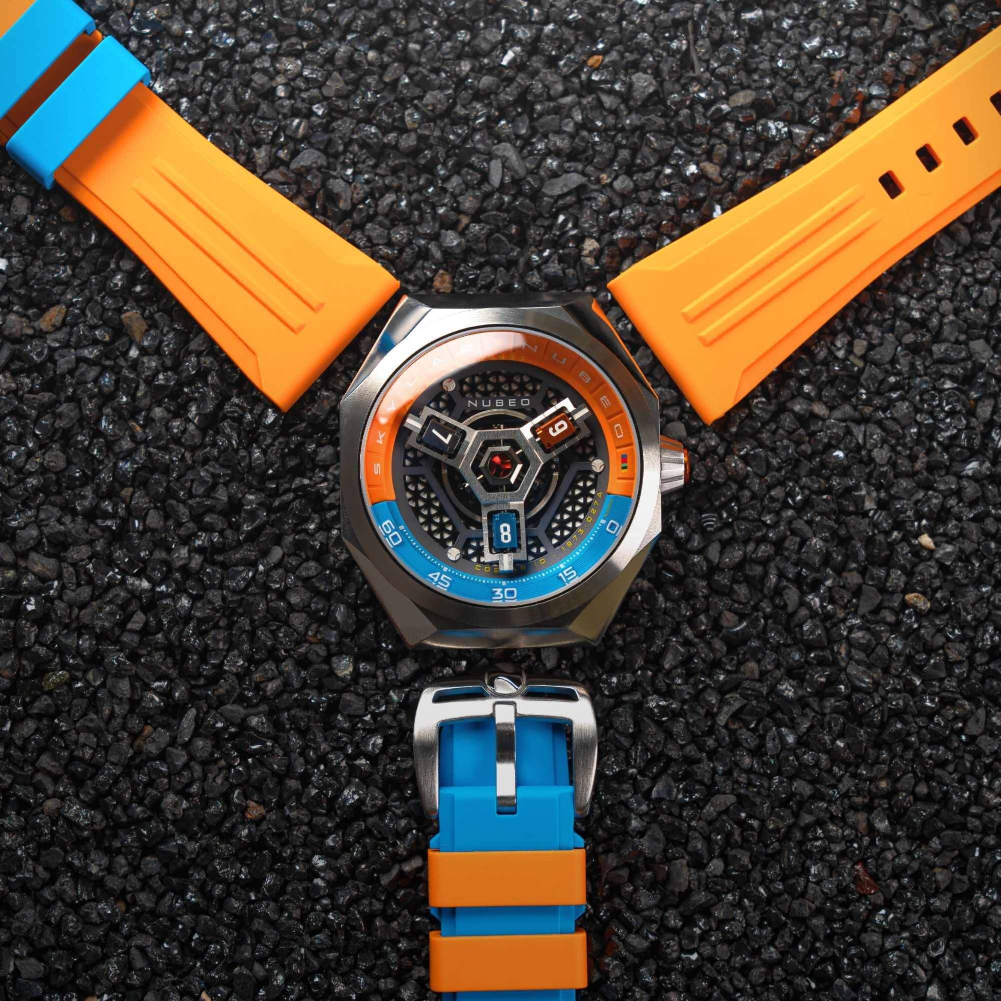 NUBEO Nubeo Skylab Automatic Limited Edition Orange Blue Men's Watch NB-6083-0D