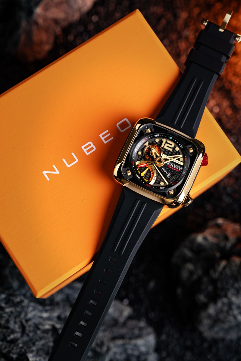 NUBEO Nubeo Ecliptic Dual Time Limited Edition Golden Black Men's Watch NB-6096-05