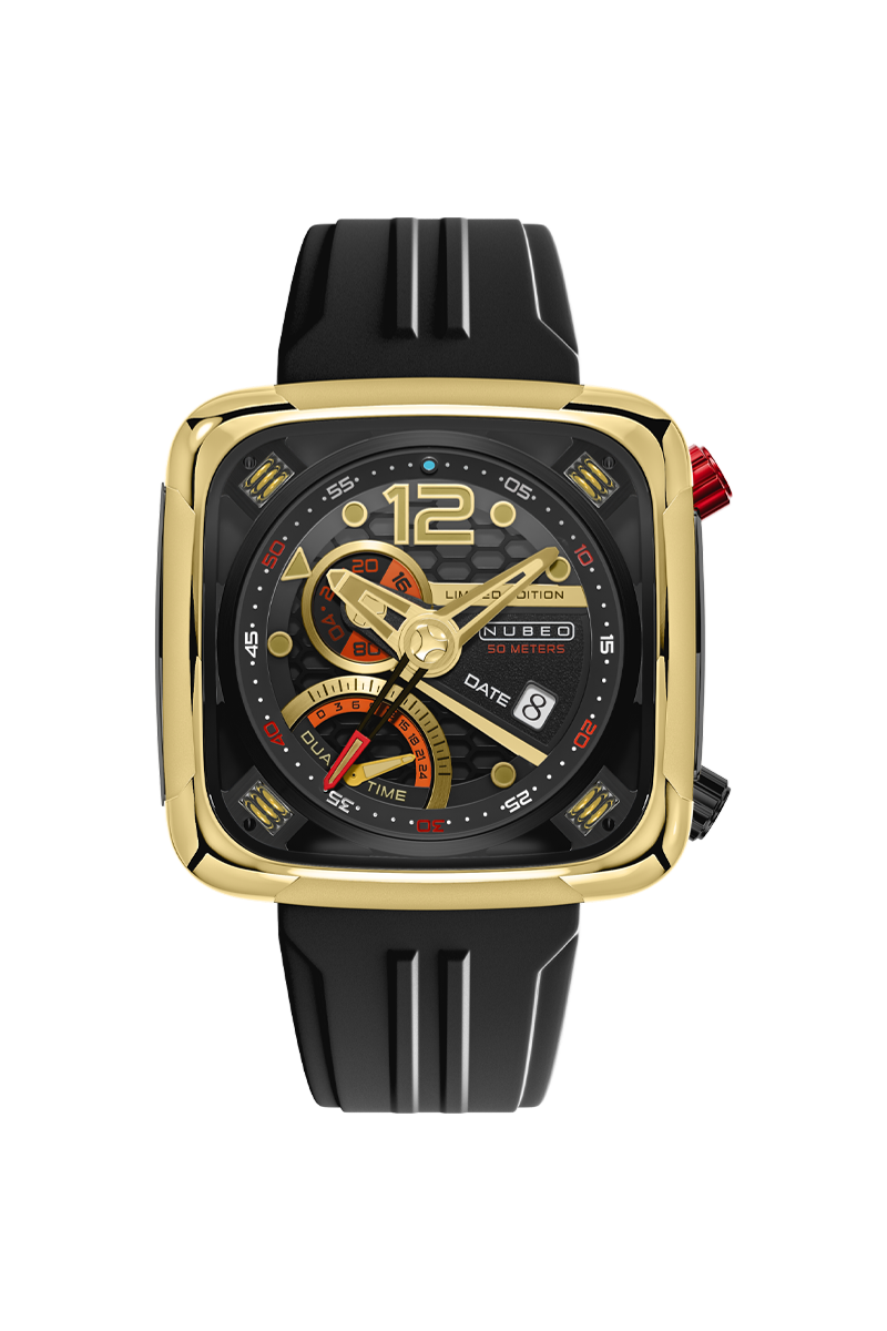 NUBEO Nubeo Ecliptic Dual Time Limited Edition Golden Black Men's Watch NB-6096-05