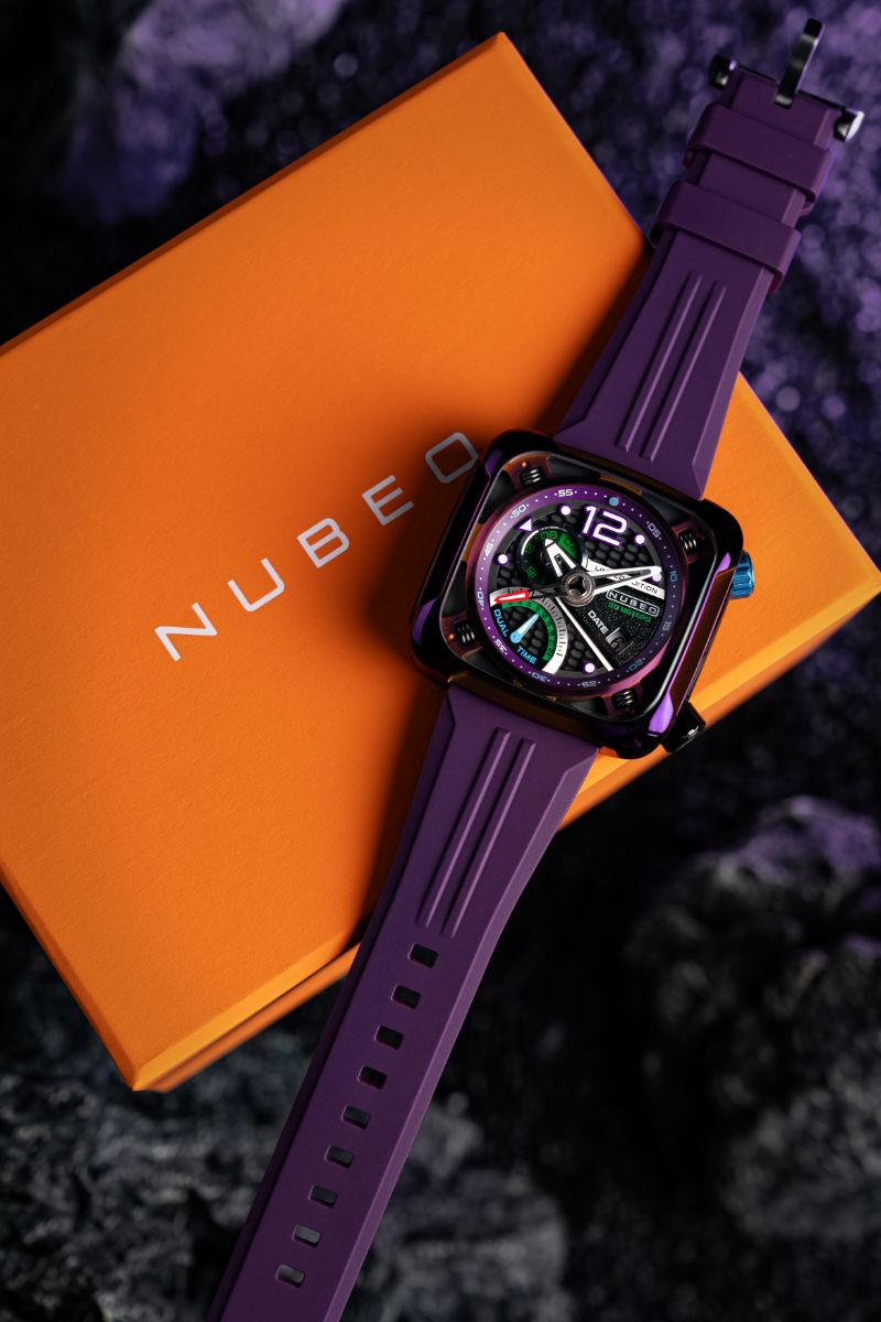 NUBEO Nubeo Ecliptic Dual Time Limited Edition Dark Violet Men's Watch NB-6096-06