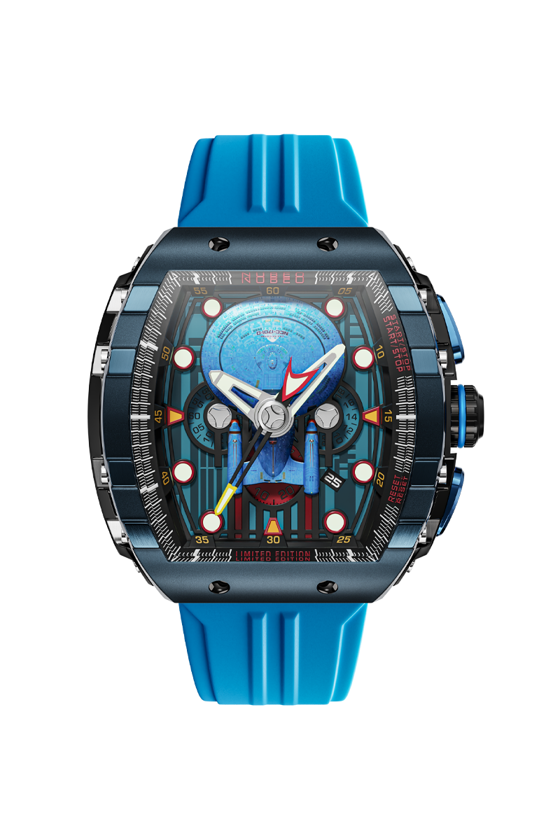 NUBEO Nubeo Magellan Chronograph Star Trek Enterprise-D Limited Edition Medical Blue Men's Watch NB-6097-01