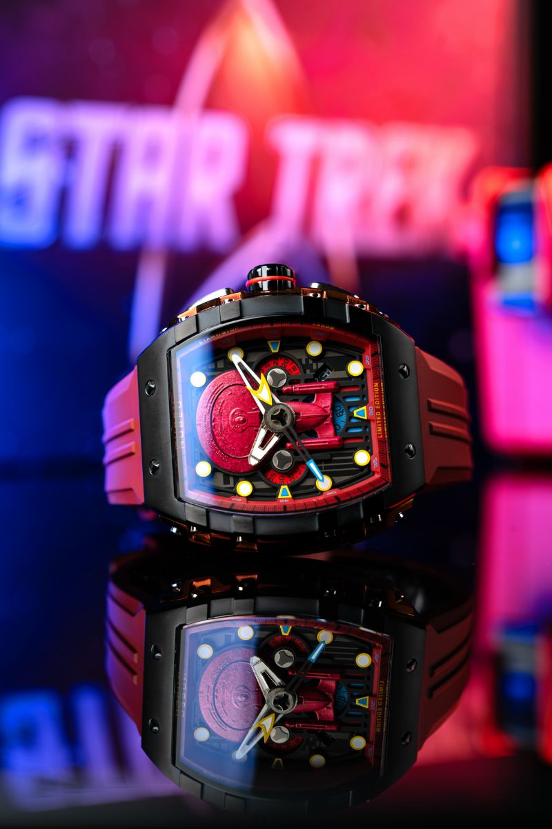 NUBEO Nubeo Magellan Chronograph Star Trek Enterprise-D Limited Edition Command Red Men's Watch NB-6097-03