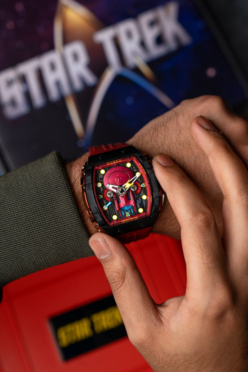 NUBEO Nubeo Magellan Chronograph Star Trek Enterprise-D Limited Edition Command Red Men's Watch NB-6097-03