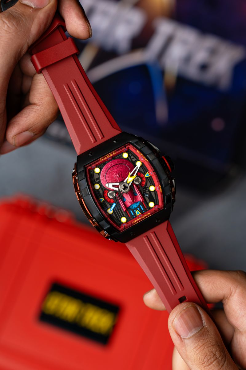 NUBEO Nubeo Magellan Chronograph Star Trek Enterprise-D Limited Edition Command Red Men's Watch NB-6097-03