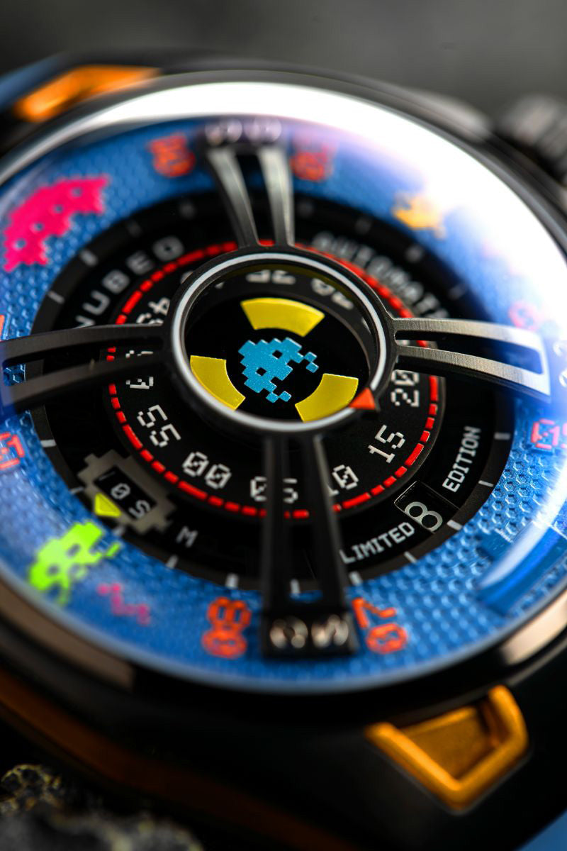 NUBEO Nubeo OAO Automatic Space Invaders Limited Edition Cosmic Blue Men's Watch NB-6099-SI-03