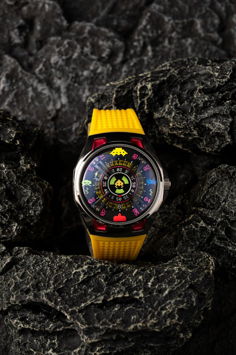 NUBEO Nubeo OAO Automatic Space Invaders Limited Edition Solar Yellow Men's Watch NB-6099-SI-04