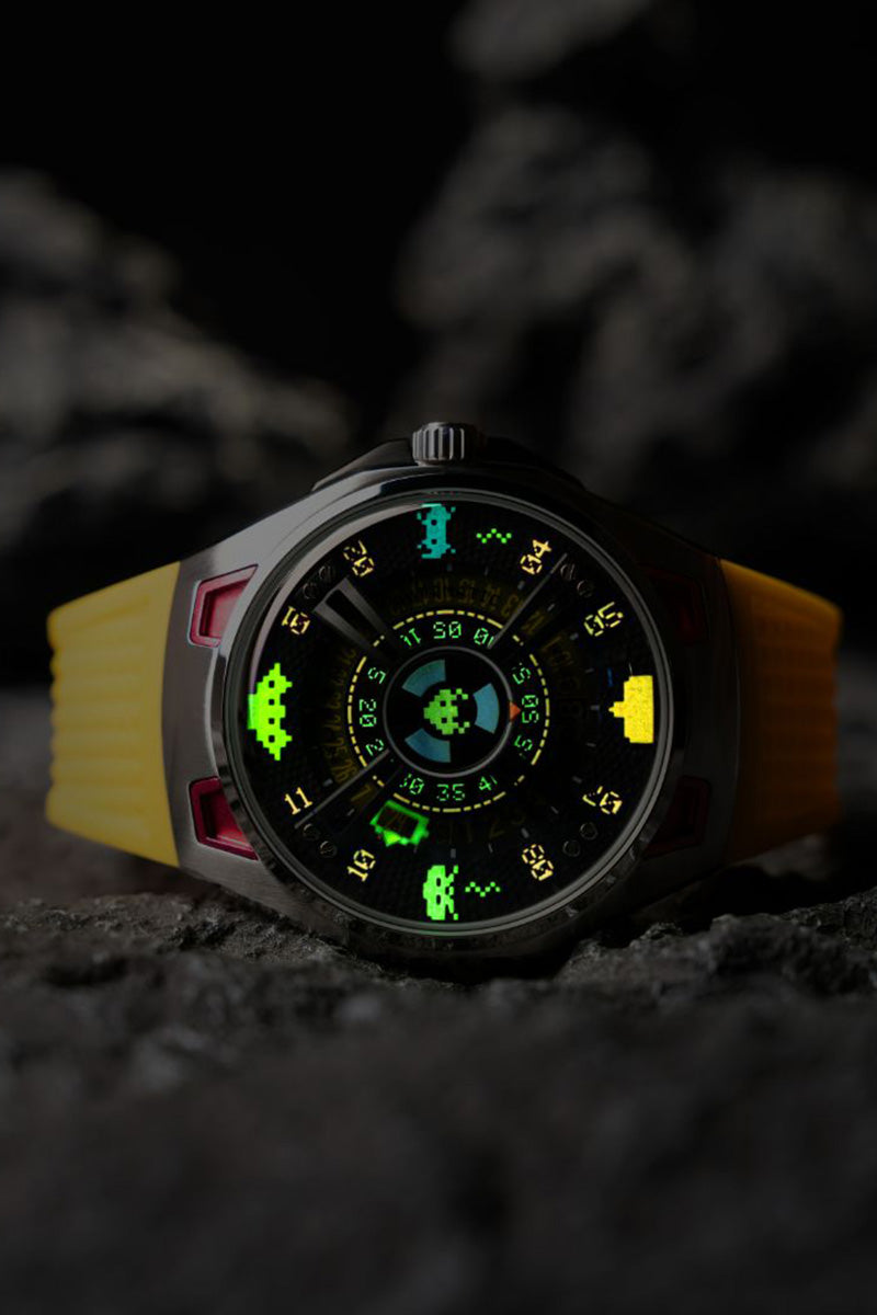 NUBEO Nubeo OAO Automatic Space Invaders Limited Edition Solar Yellow Men's Watch NB-6099-SI-04