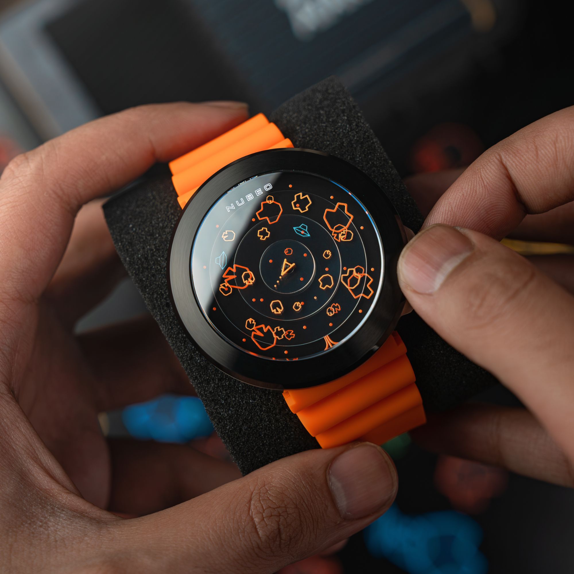 NUBEO Nubeo Ventana Automatic Atari Asteroids 45th Limited Edition Plasma Pumpkin Men's Watch NB-6111-04