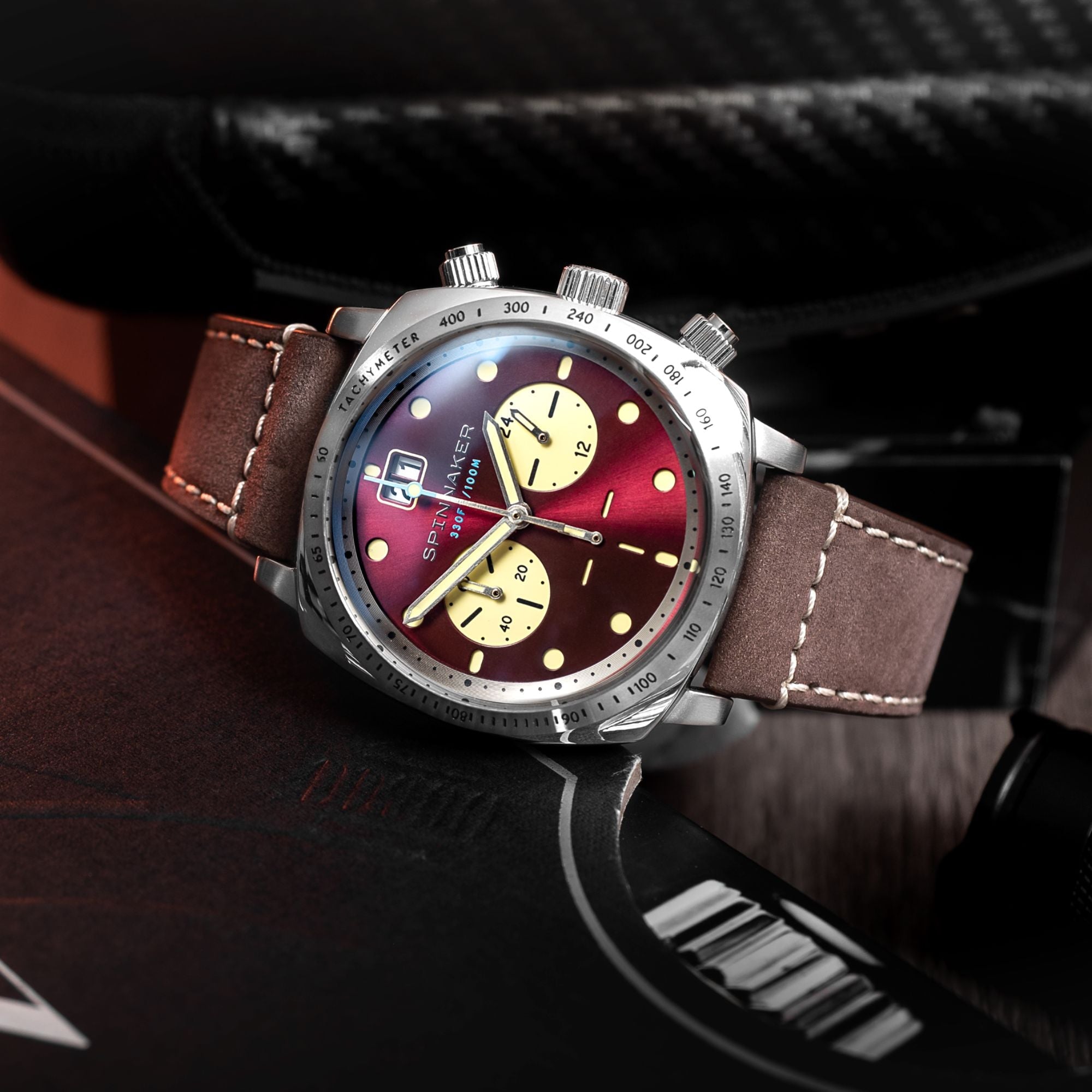 SPINNAKER Spinnaker Hull Chronograph Burnt Maroon Men's Watch SP-5068-05