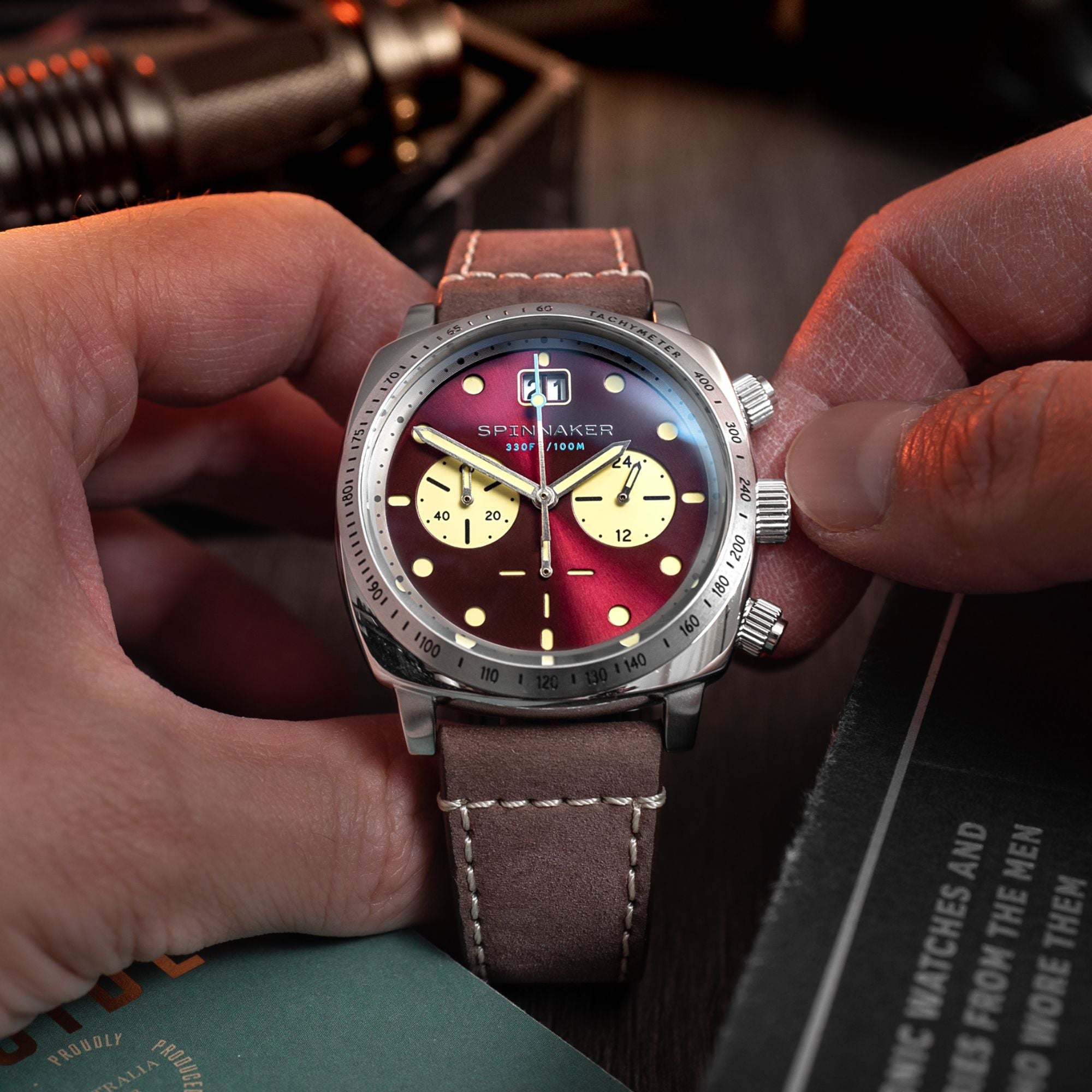 SPINNAKER Spinnaker Hull Chronograph Burnt Maroon Men's Watch SP-5068-05