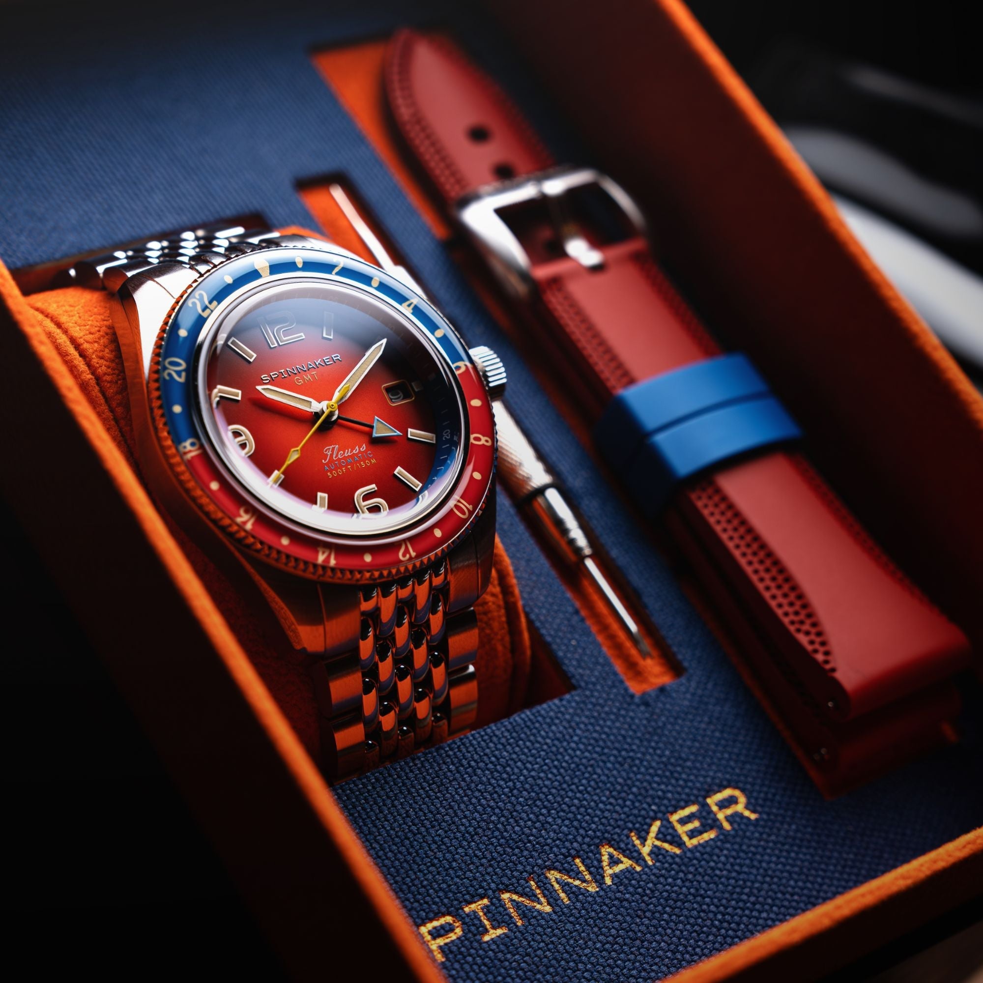 SPINNAKER Spinnaker Fleuss GMT Automatic Burnt Orange Men's Watch SP-5120-99