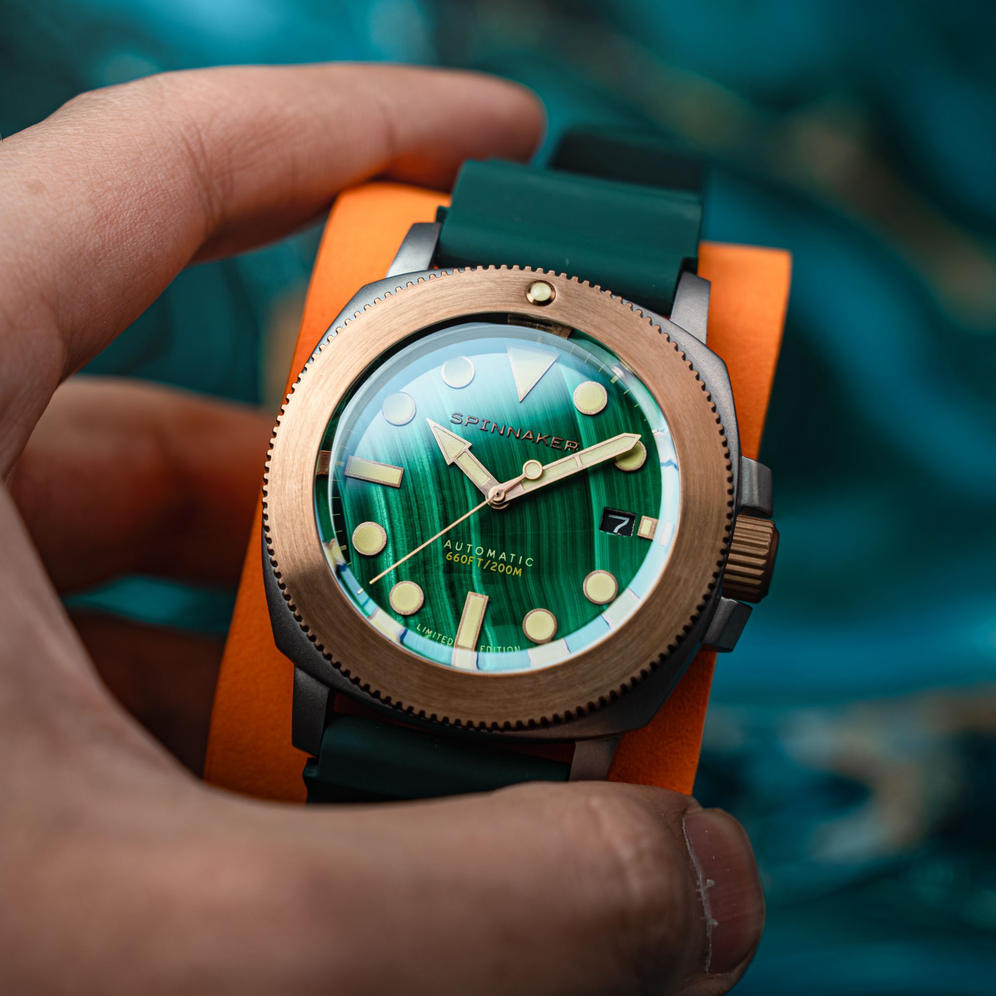 SPINNAKER Spinnaker Hull Titanium Bronze Automatic Lapidary Limited Edition Green Malachite Men's Watch SP-5145-02