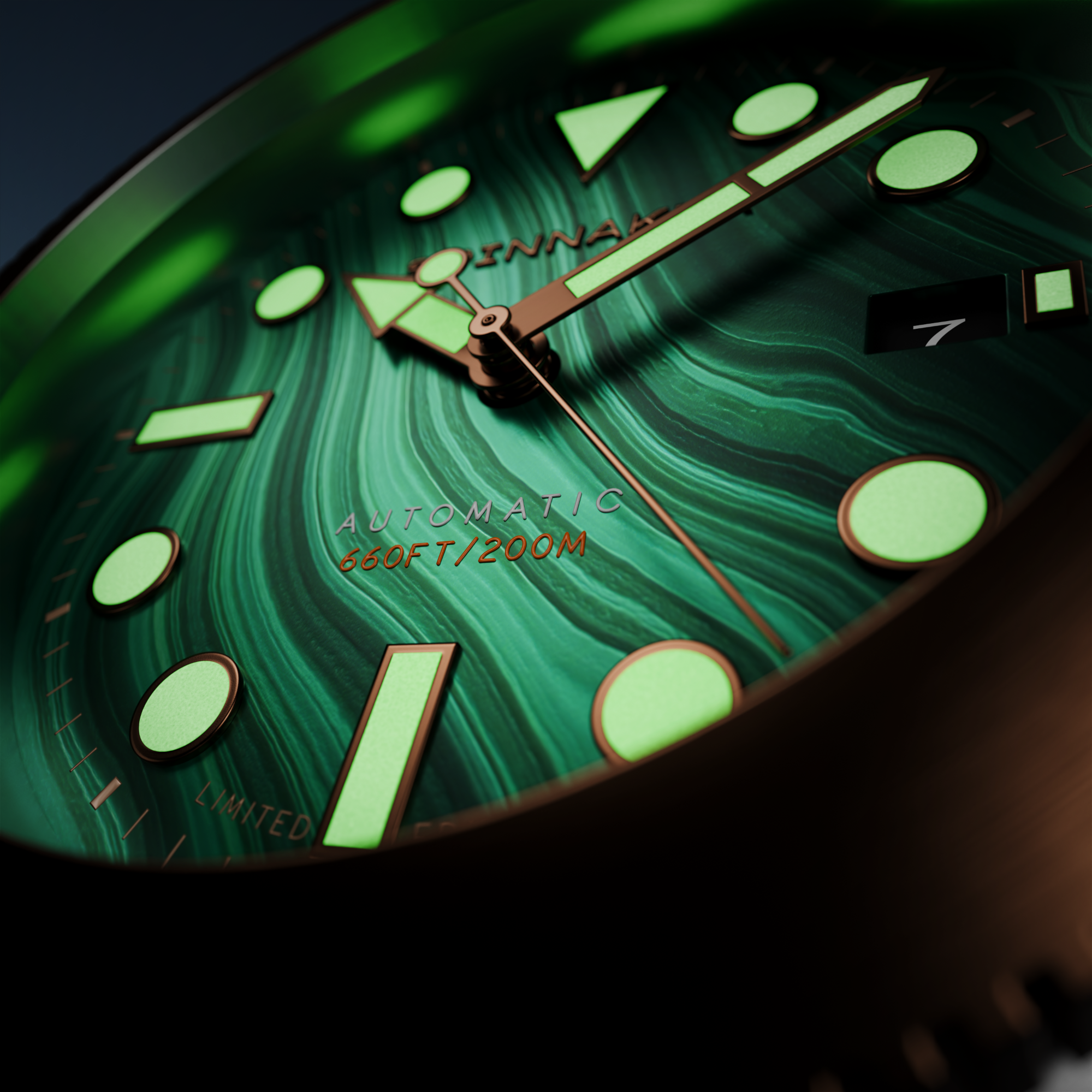 SPINNAKER Spinnaker Hull Titanium Bronze Automatic Lapidary Limited Edition Green Malachite Men's Watch SP-5145-02