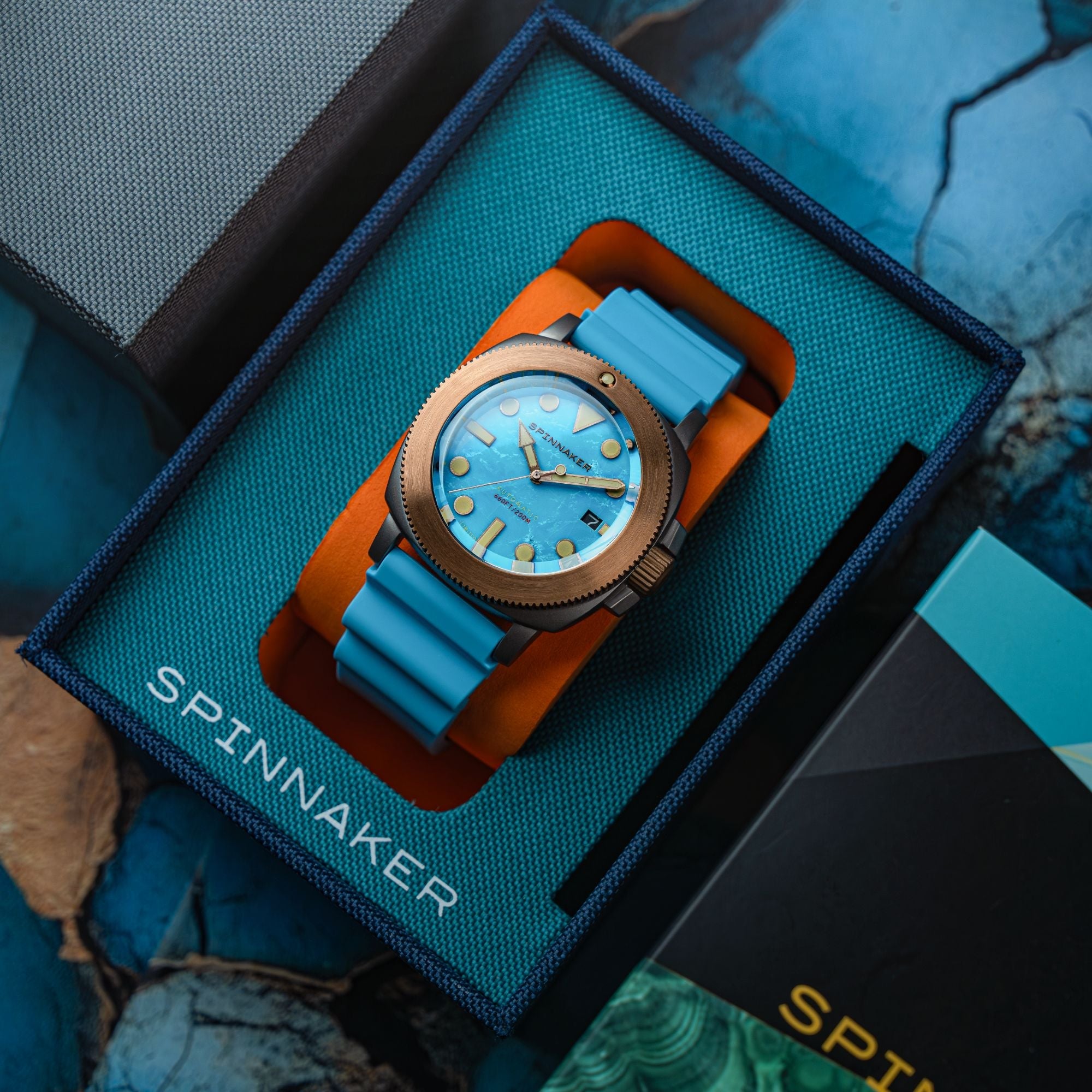 SPINNAKER Spinnaker Hull Titanium Bronze Automatic Lapidary Limited Edition Blue Turquoise Men's Watch SP-5145-04