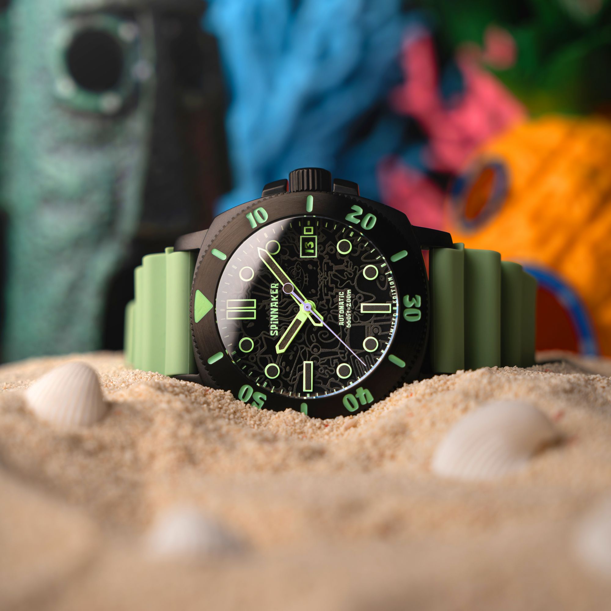 SPINNAKER Spinnaker Hull Diver Automatic Spongebob Squarepants Limited Edition Green Squidward Men's Watch SP-5147-03