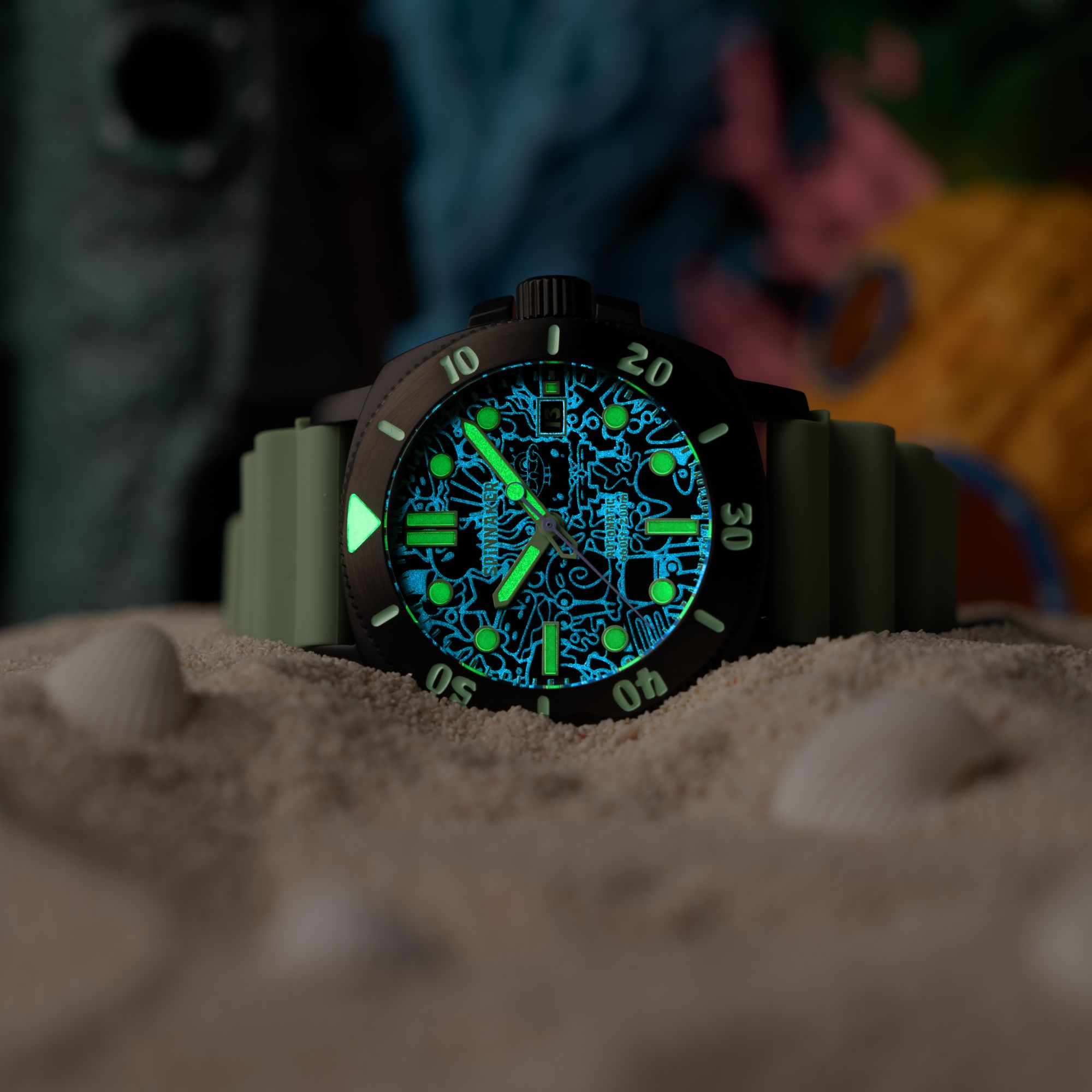 SPINNAKER Spinnaker Hull Diver Automatic Spongebob Squarepants Limited Edition Green Squidward Men's Watch SP-5147-03