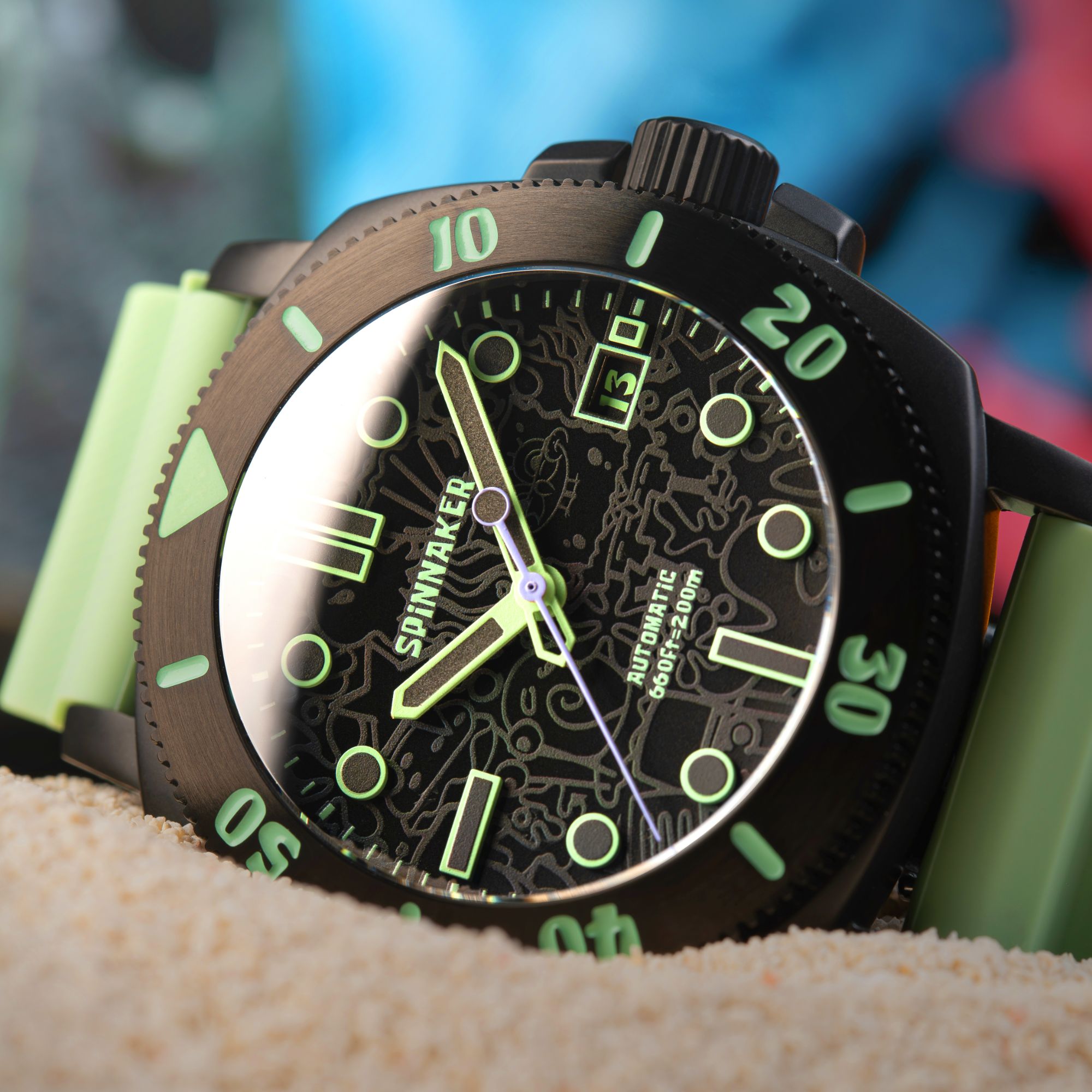 SPINNAKER Spinnaker Hull Diver Automatic Spongebob Squarepants Limited Edition Green Squidward Men's Watch SP-5147-03