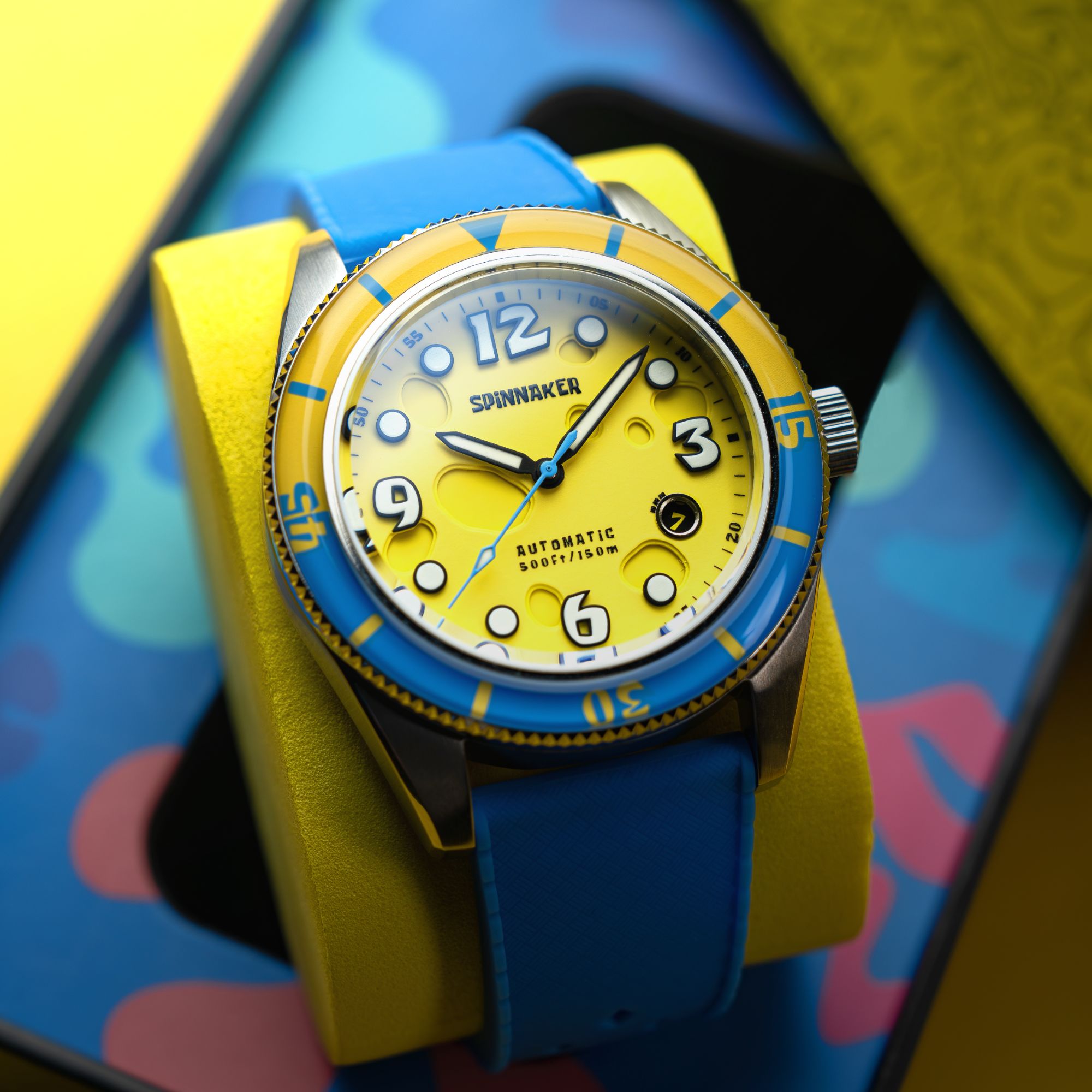 SPINNAKER Spinnaker Fleuss Automatic Spongebob Squarepants Conch Street Limited Edition Yellow Sponge Men's Watch SP-5151-03