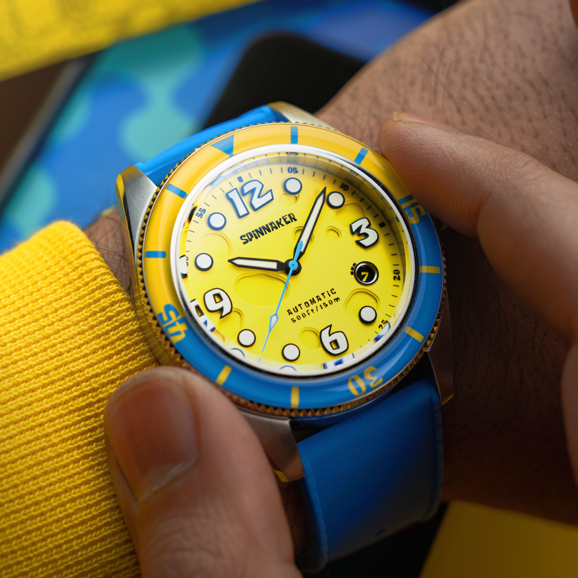 SPINNAKER Spinnaker Fleuss Automatic Spongebob Squarepants Conch Street Limited Edition Yellow Sponge Men's Watch SP-5151-03