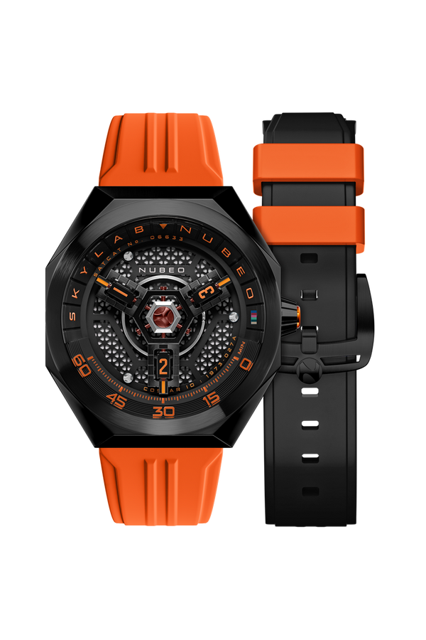 Nubeo Skylab Automatic Limited Edition Orange Black Men's Watch NB-608